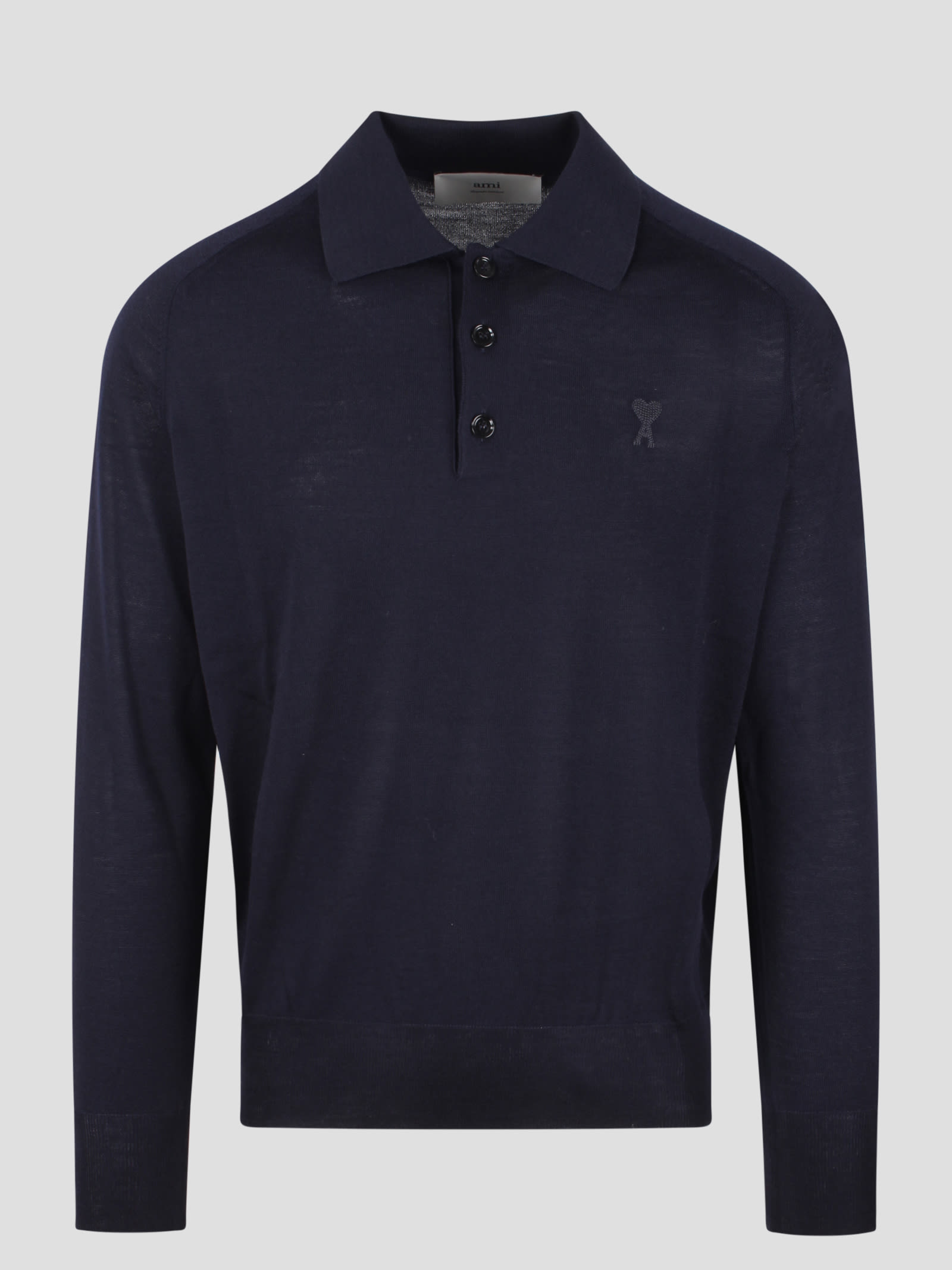 Shop Ami Alexandre Mattiussi Tonal Ami De Coeur Polo In Blue