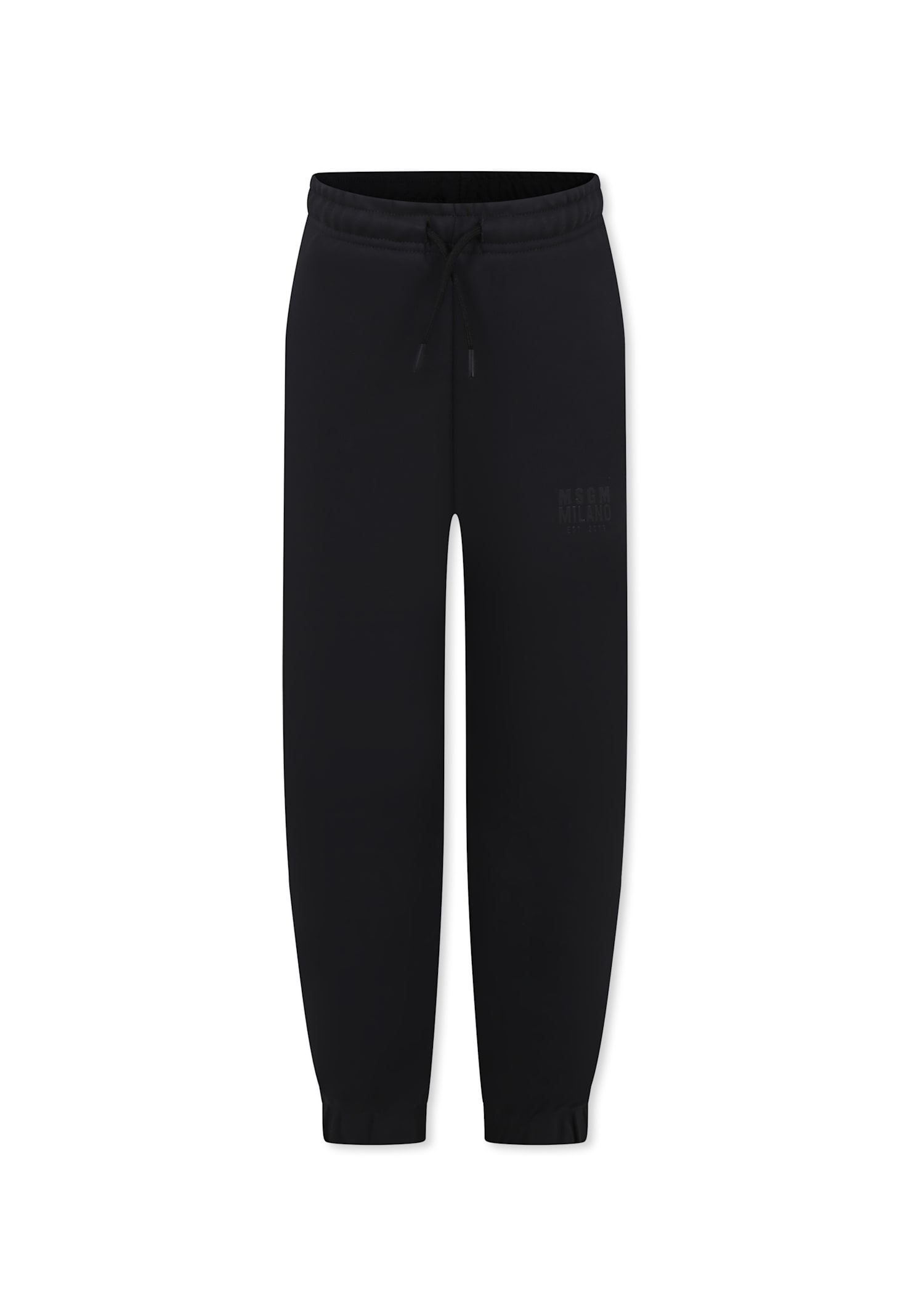 Msgm Black Trousers For Kids With Logo In Black