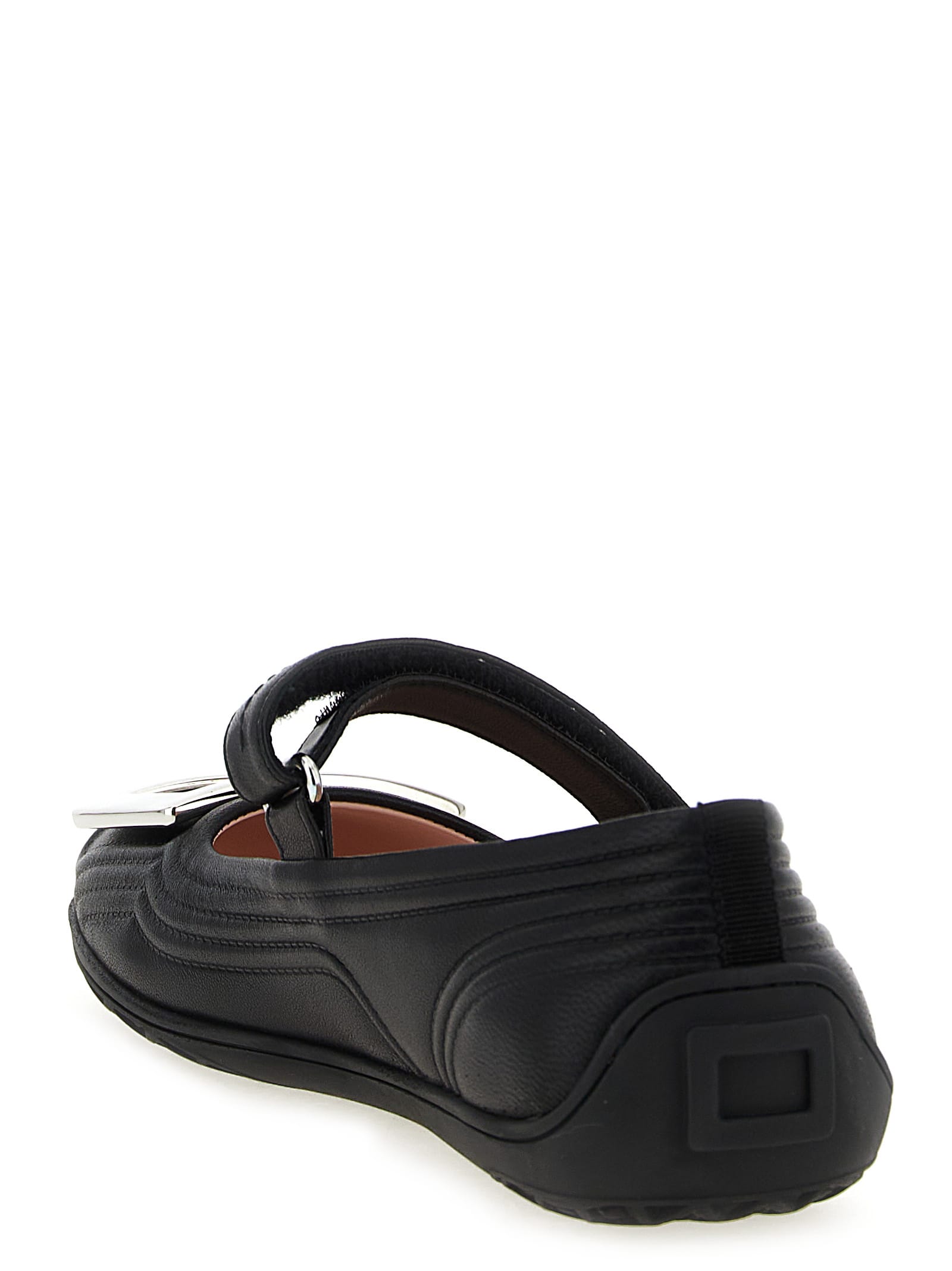 Roger Vivier Viv Low Mary Jane Ballerinas In Black