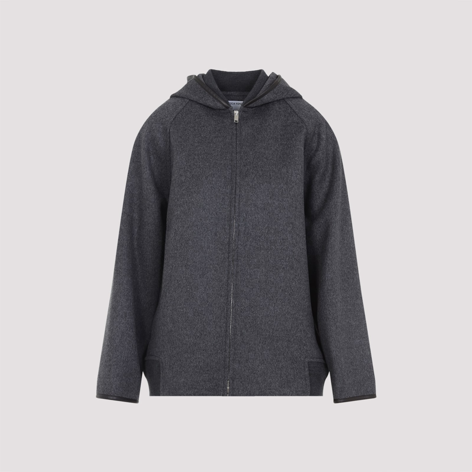 Bottega Veneta Relaxed-fit Hooded Coat With Textured Fabric In Gray