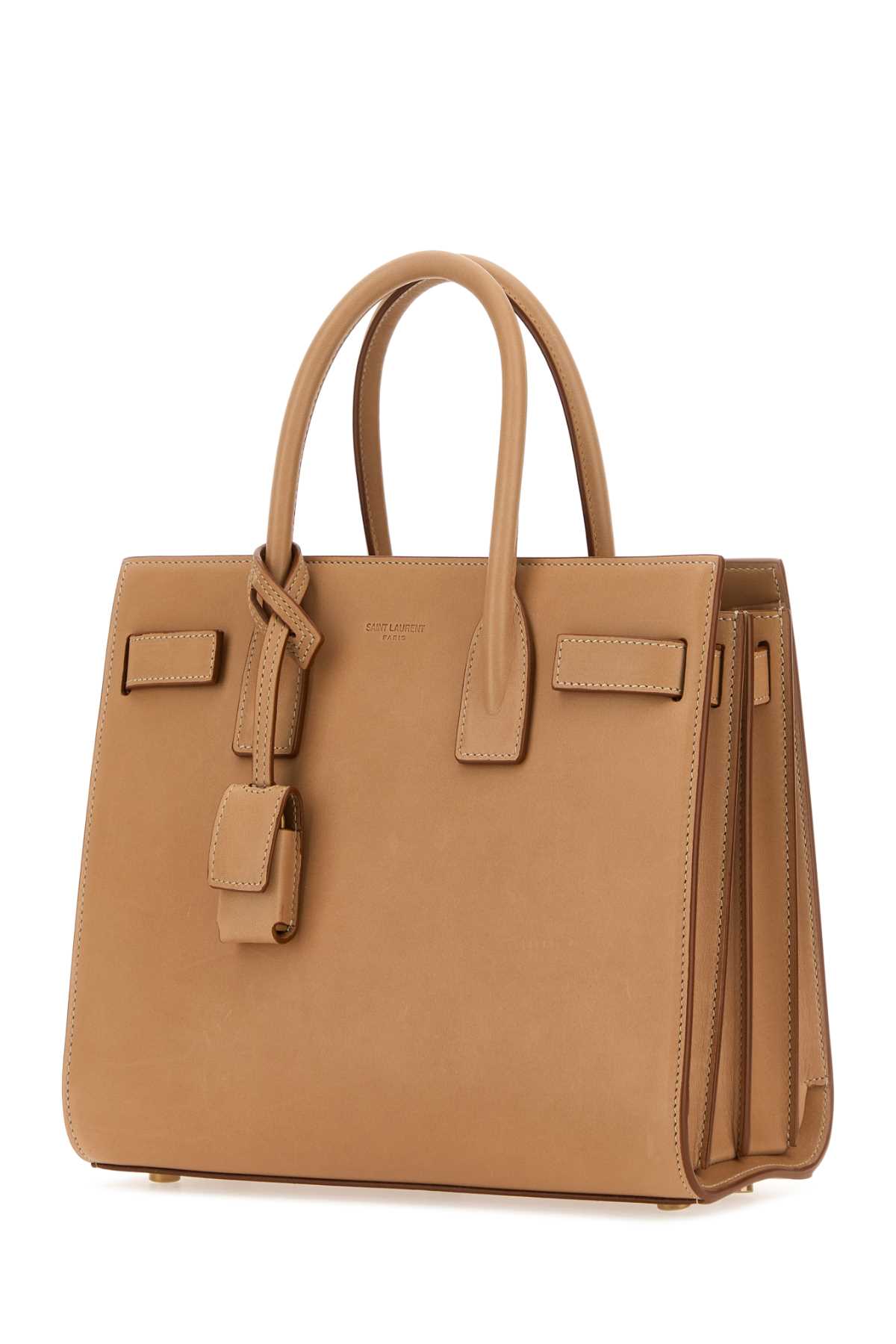 Saint Laurent Camel Leather Baby Sac De Jour Handbag In Vintagebrowngold
