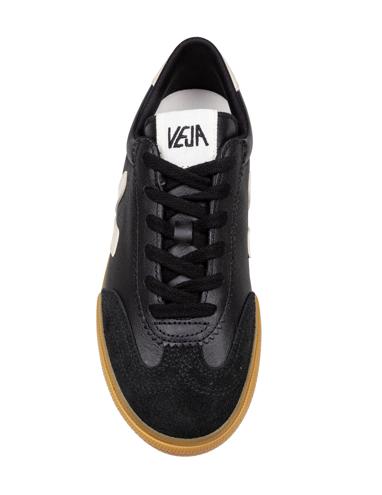 Veja Volley Black Sneaker With Side Logo And Lettering Logo On The Heel In Organic Cotton Unisex In Black