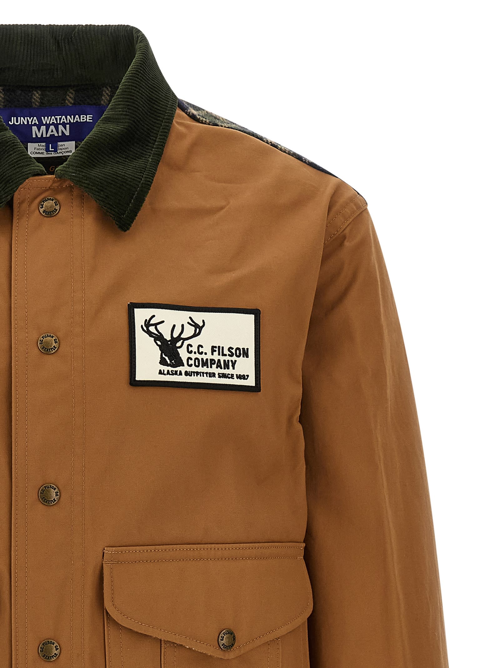 Junya Watanabe Cotton Oxford X Wool Nylon Check Filson Jacket In Brown