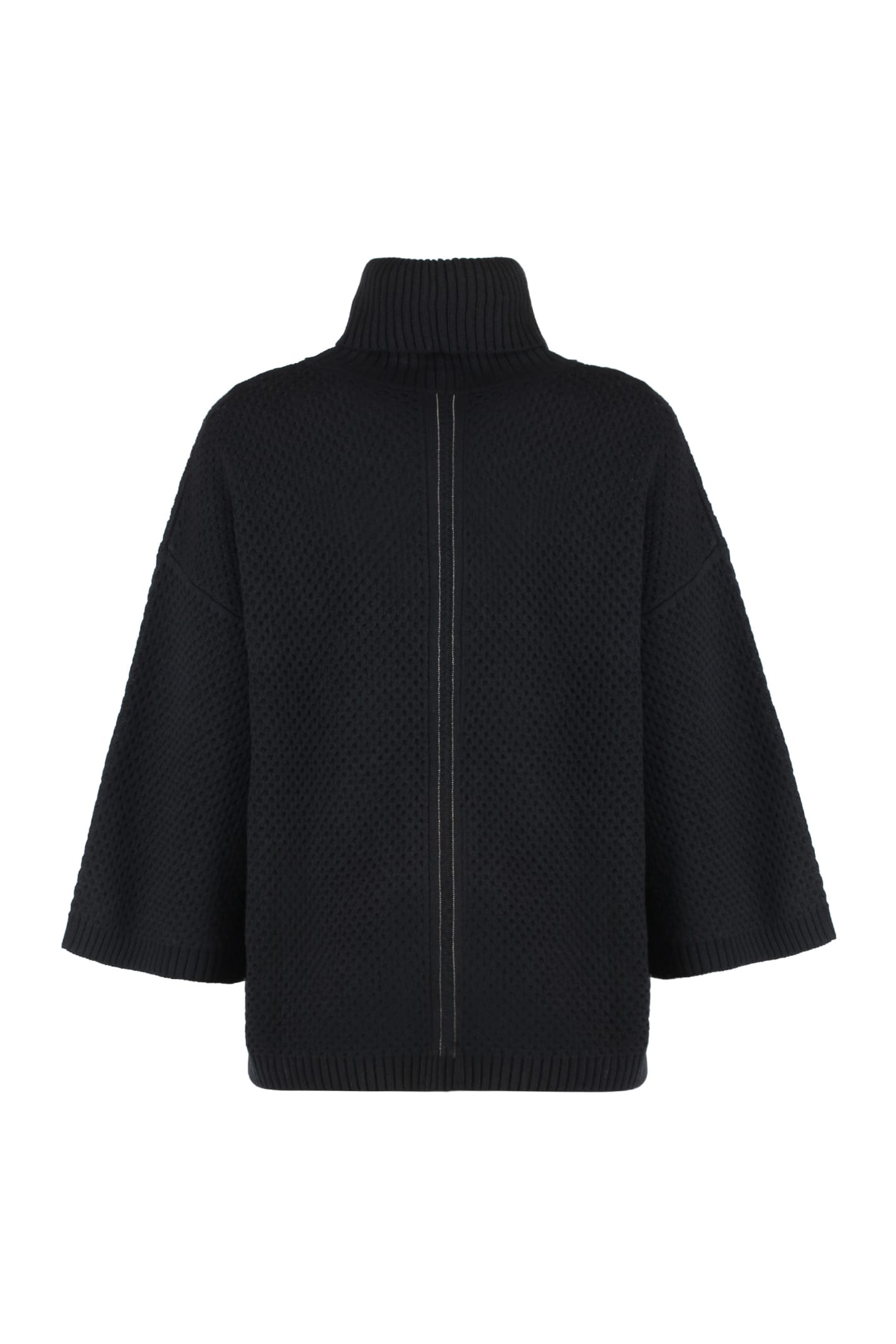 Shop Fabiana Filippi Wool Blend Turtleneck Sweater In Black