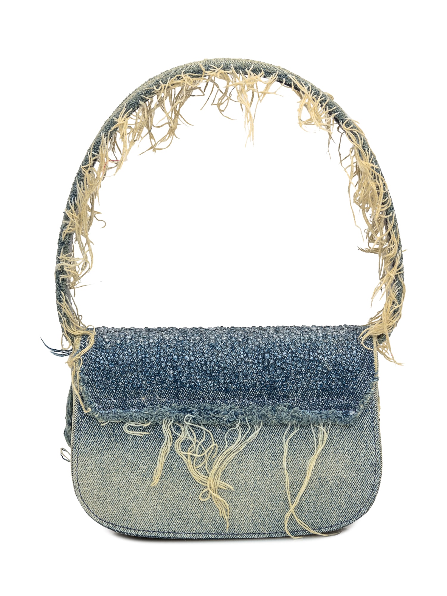 Diesel Embellished Denim 1dr Shoulder Bag In Blue