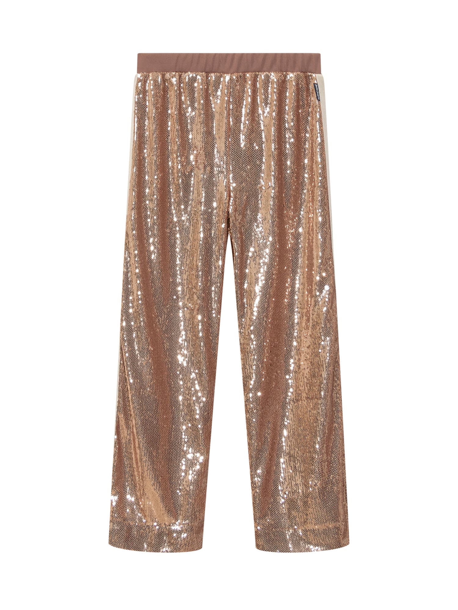 Palm Angels Kids' Pants With Sequins In Bronze Pin