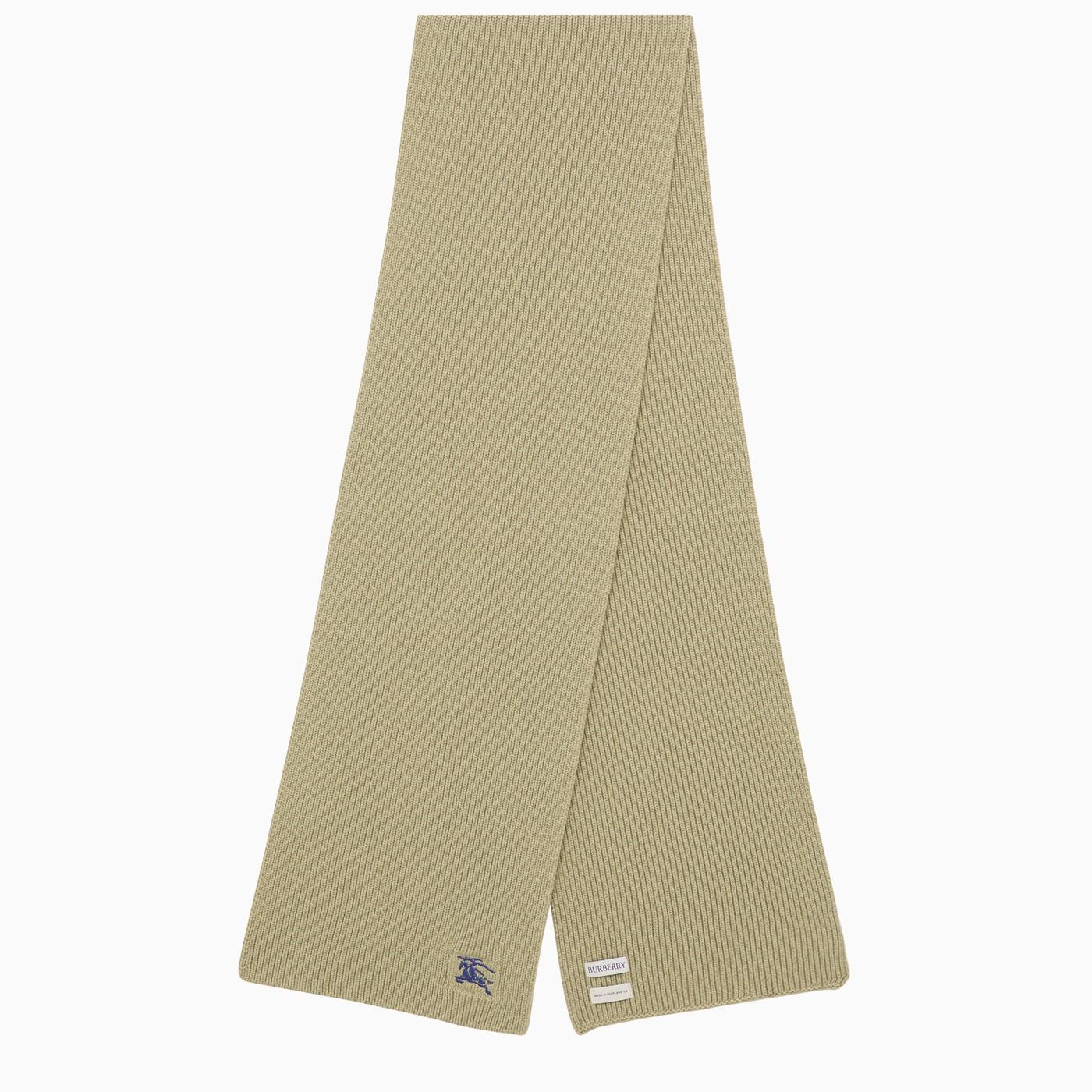 Shop Burberry Hunter Cashmere Scarf With Logo In Kaki