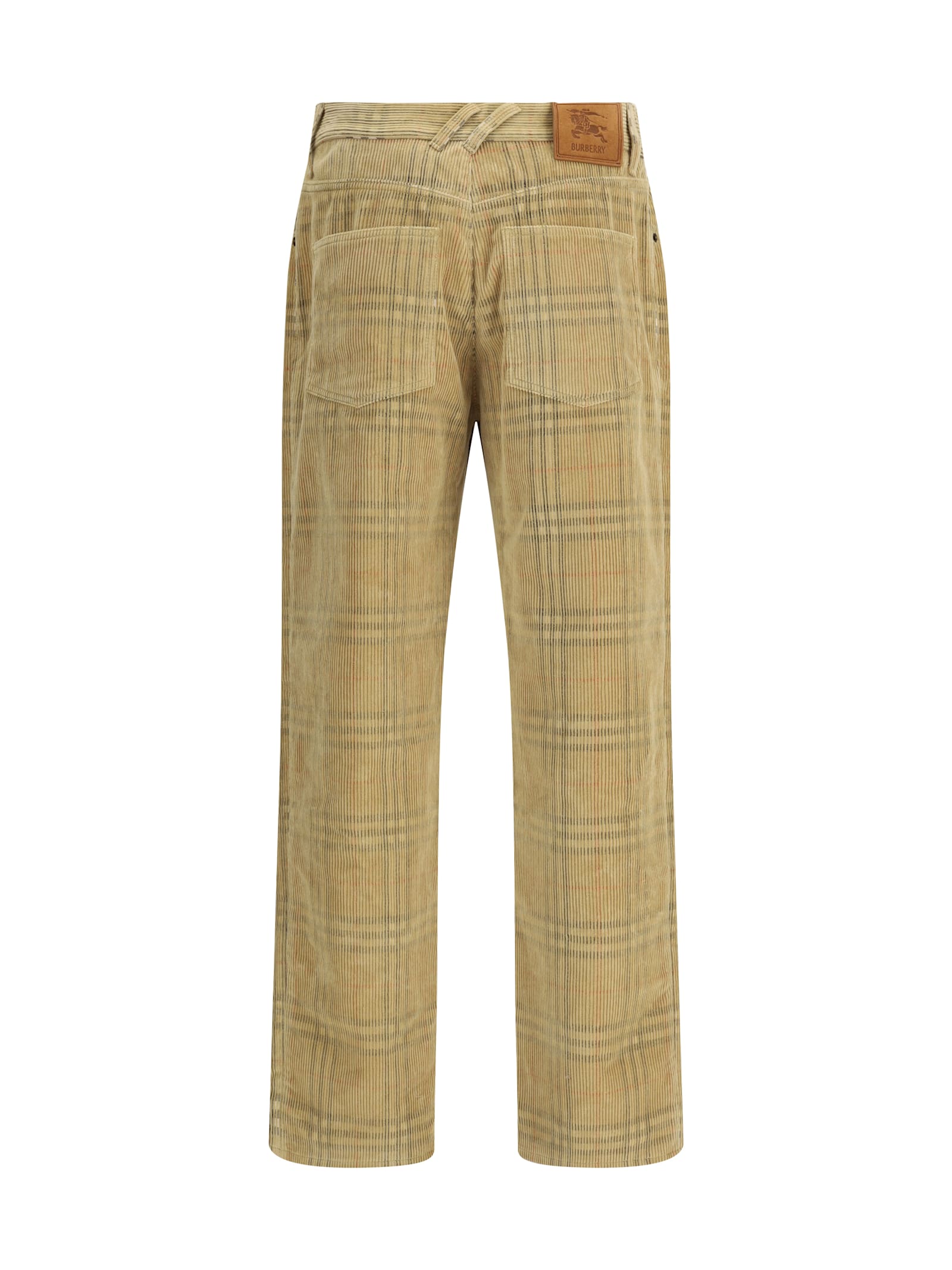 Burberry Corduroy Pant With Embroidered Plaid Pattern In Multi