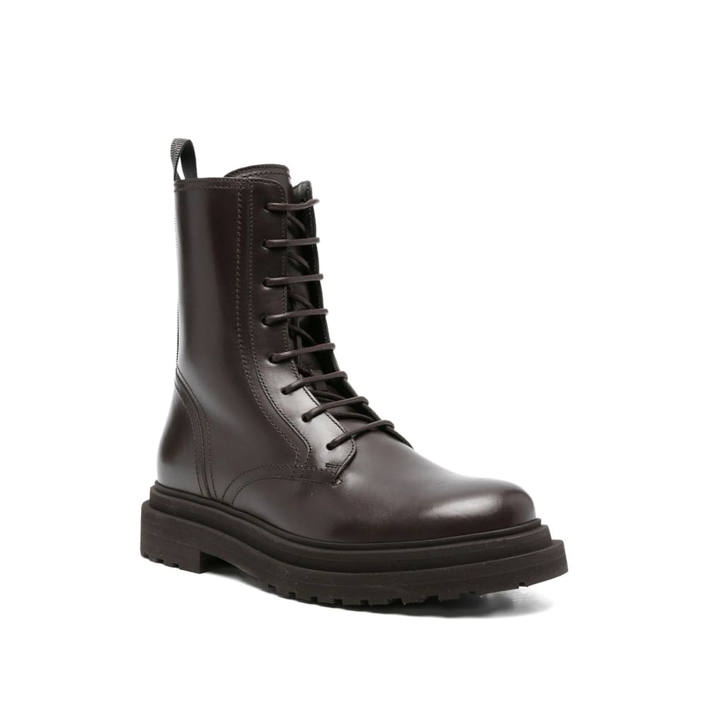 Brunello Cucinelli Leather Ankle Boots In Multi