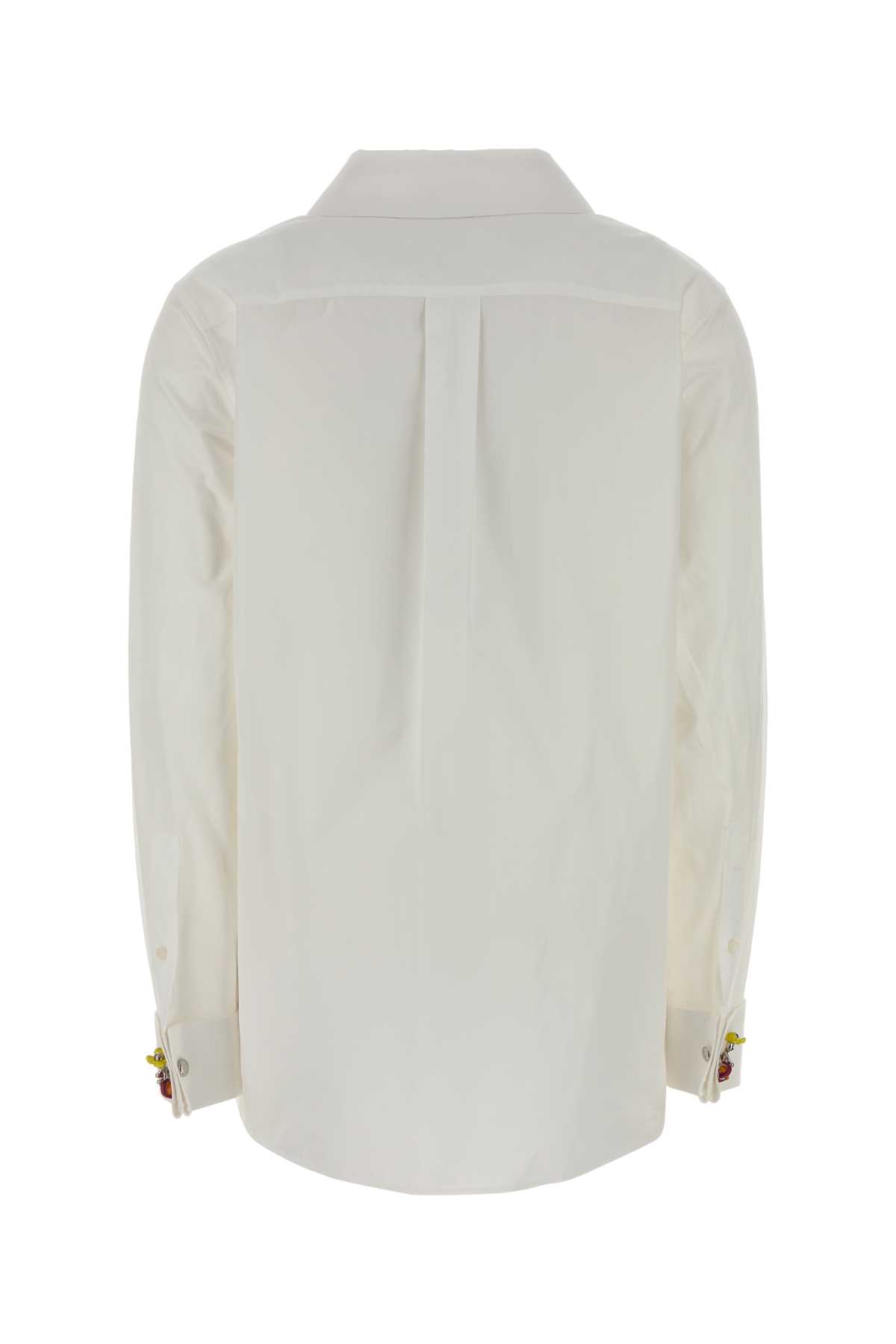 Loewe Long Sleeve Poplin Shirt With Back Pleat In White
