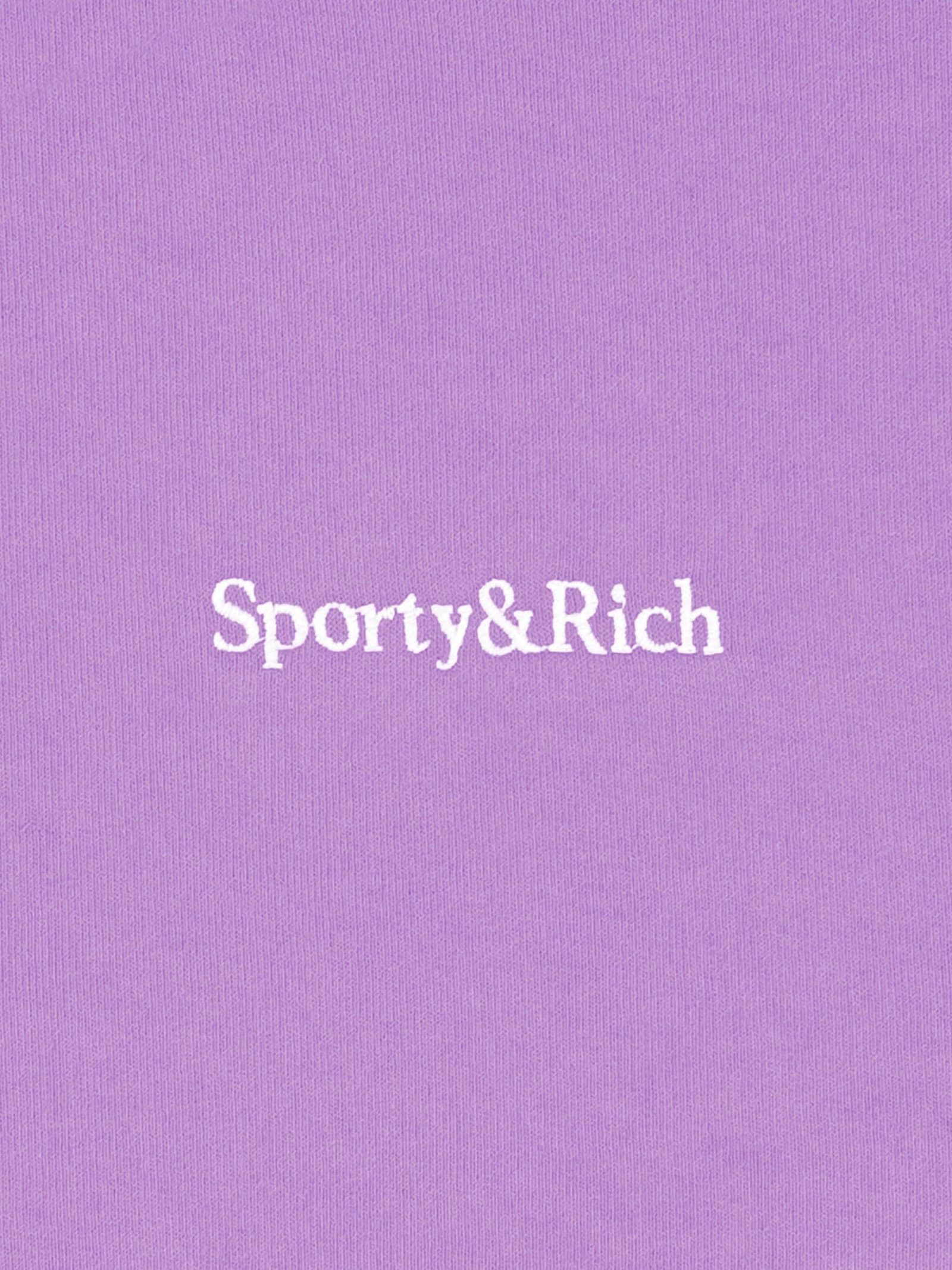 Sporty & Rich Serif Logo Embroidered Gym Shorts In Dip Dye Purple