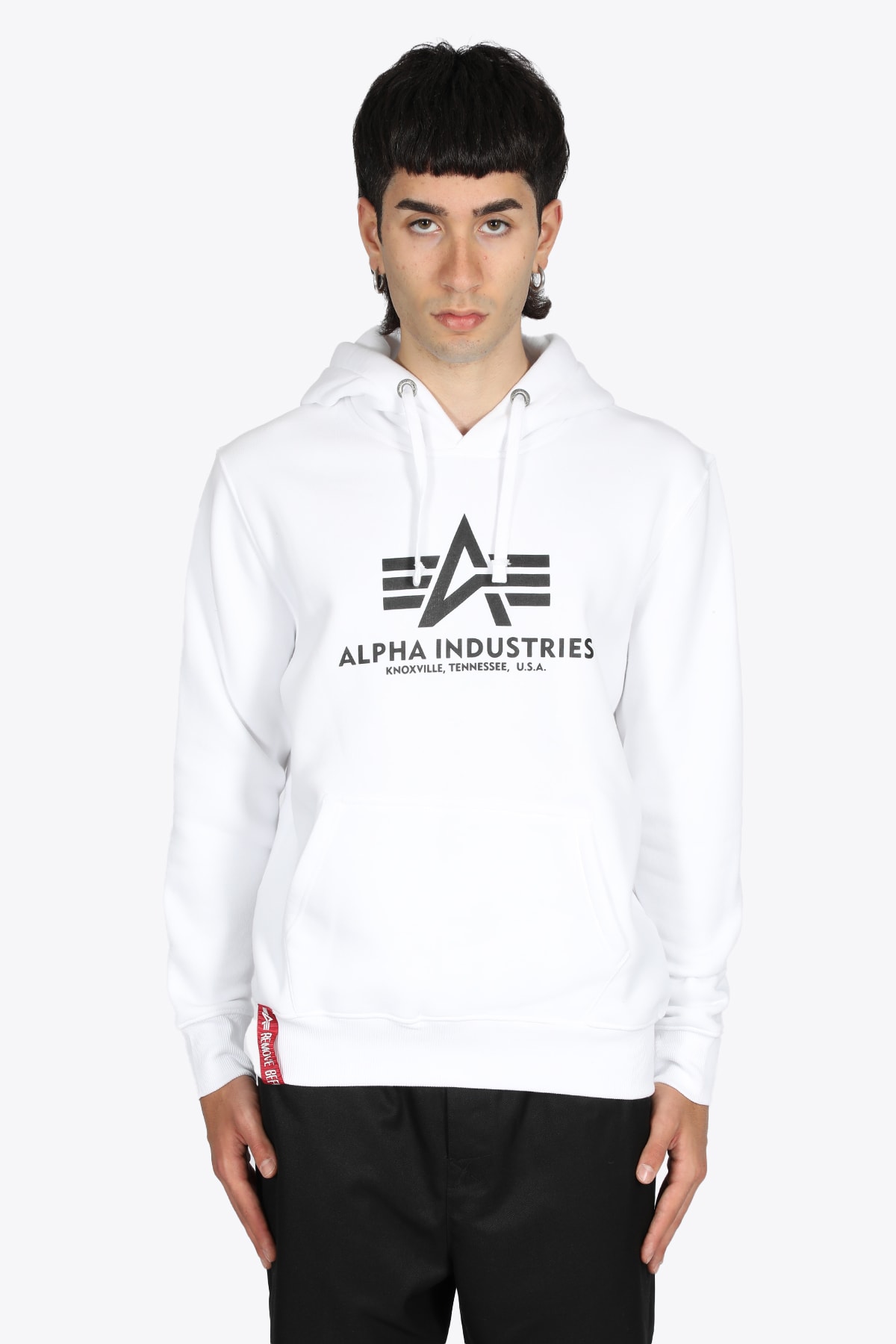 Alpha Industries Basic Hoody White cotton hoodie with logo print