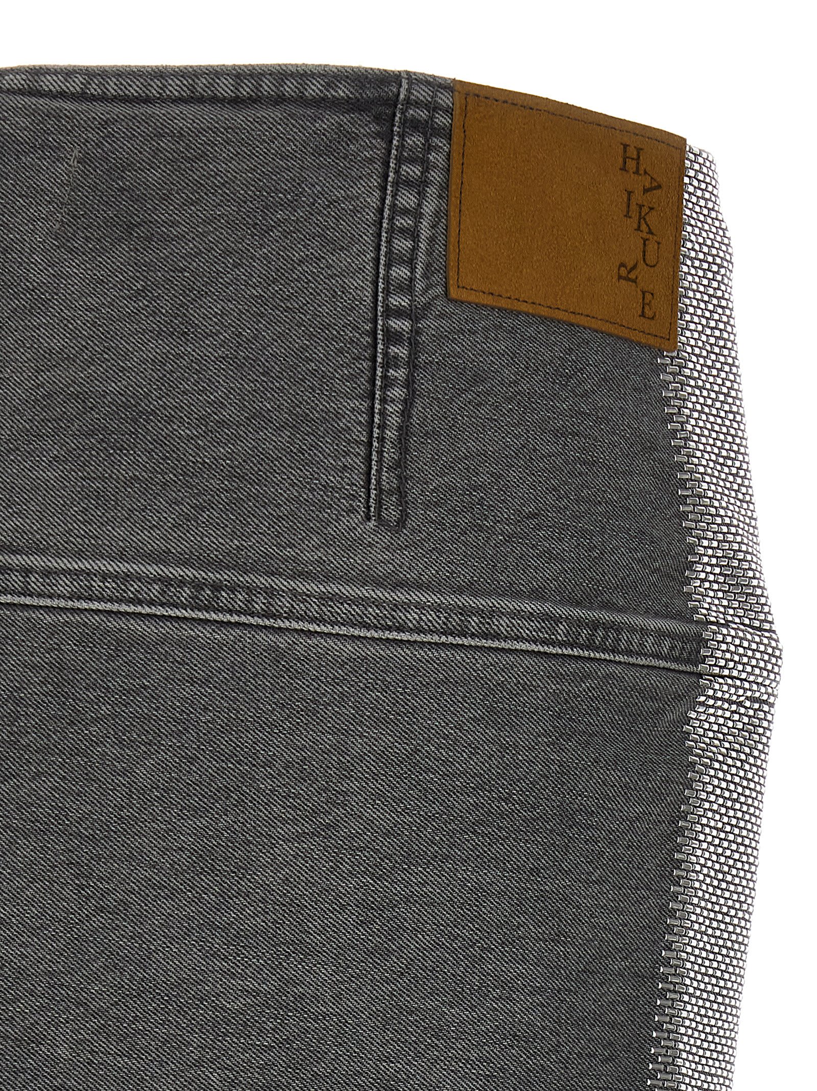 Haikure Asymmetric Metallic Skirt Contrast Patch In Gray