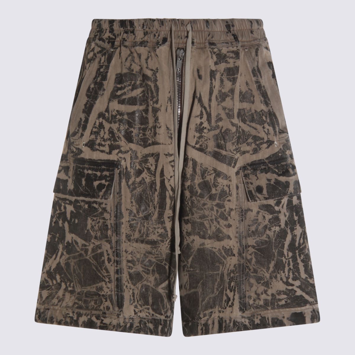Drkshdw Black And Beige Cotton Shorts In Brown