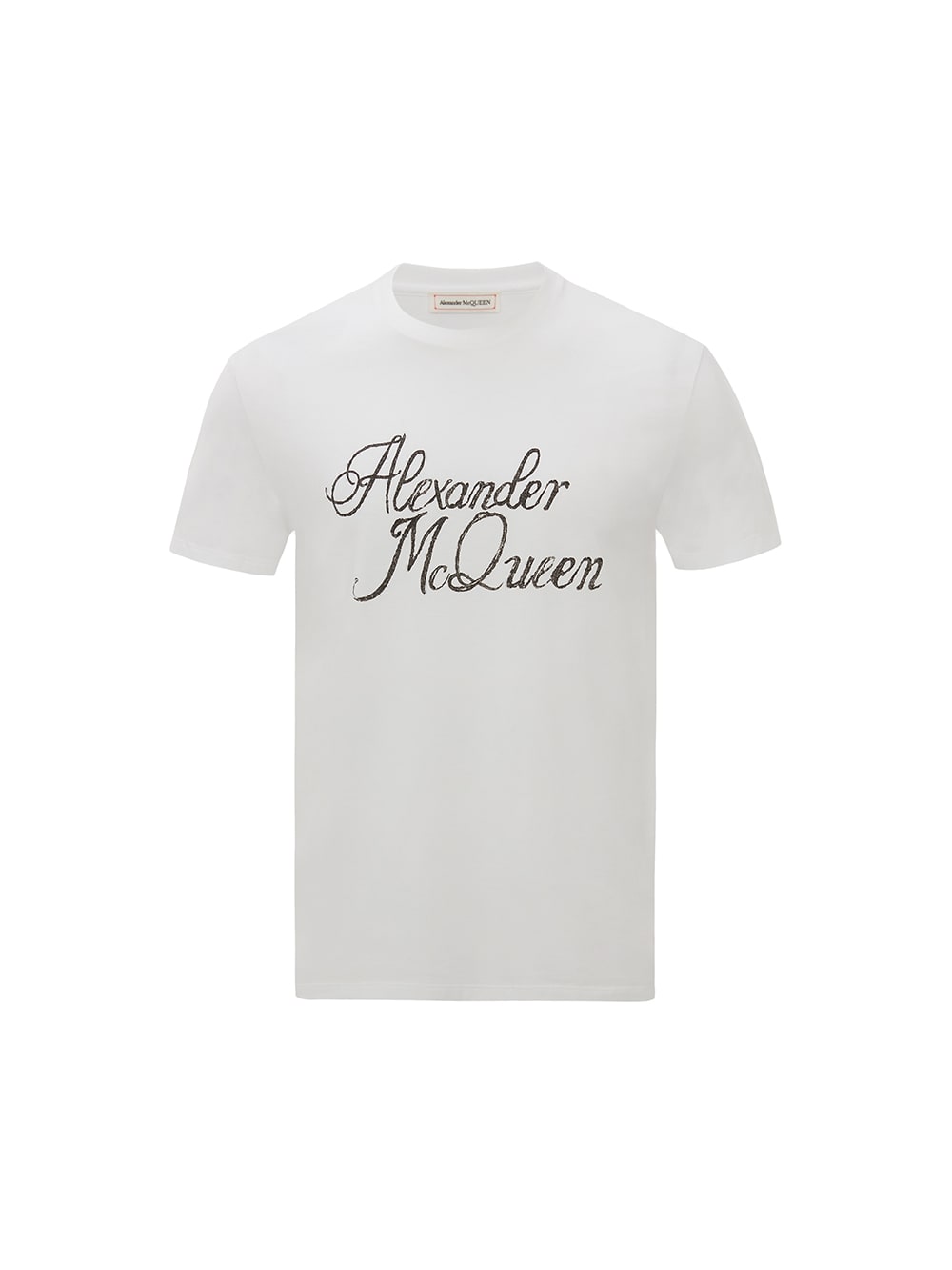 Man White T-shirt With Alexander Mcqueen Signature