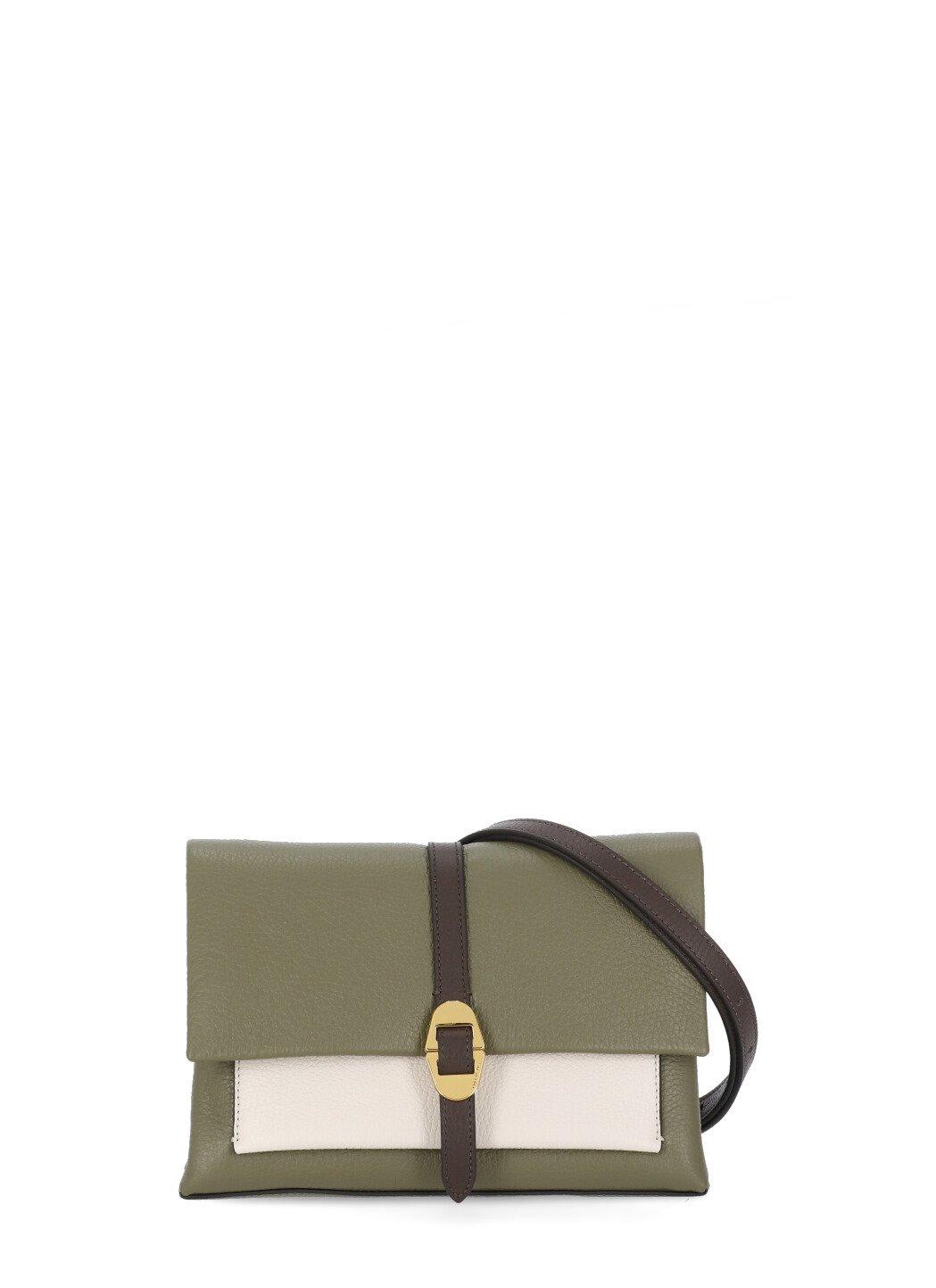 Shop Coccinelle Dorian Tricolor Small Shoulder Bag In Green