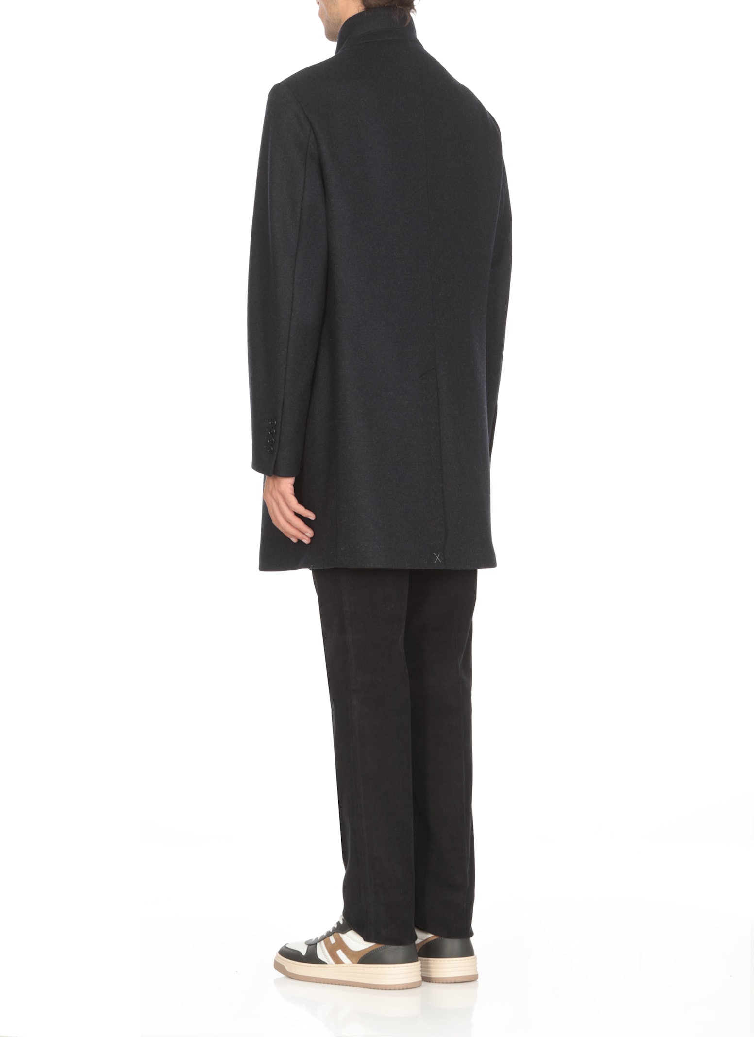 Fay Single-breasted Coat In Blue
