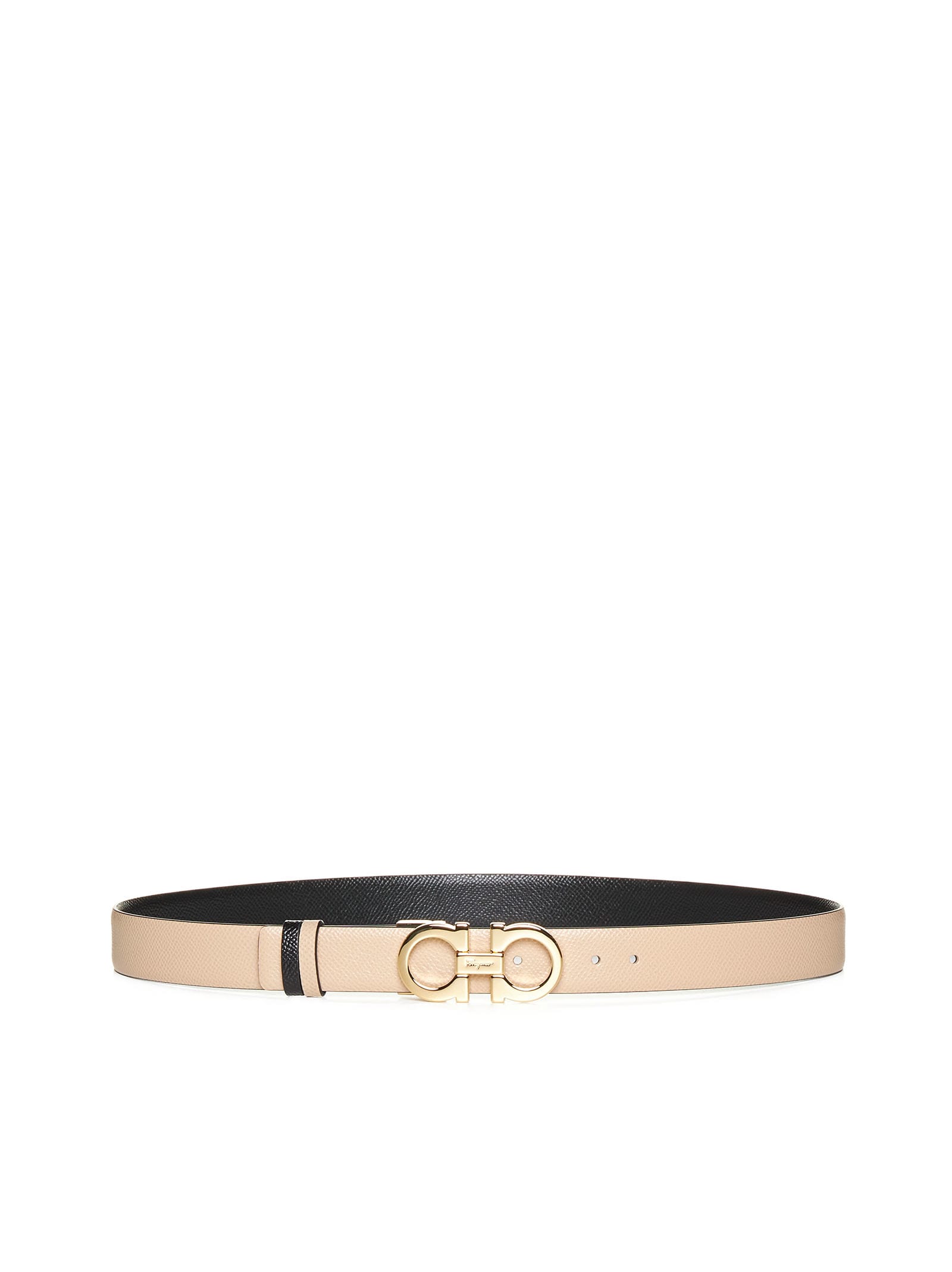 Shop Ferragamo Belt In Macadamia || Nero