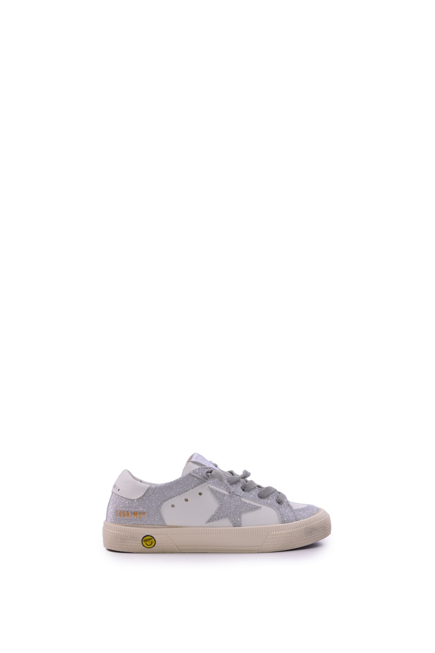 Golden Goose Leather Sneakers With Glitter