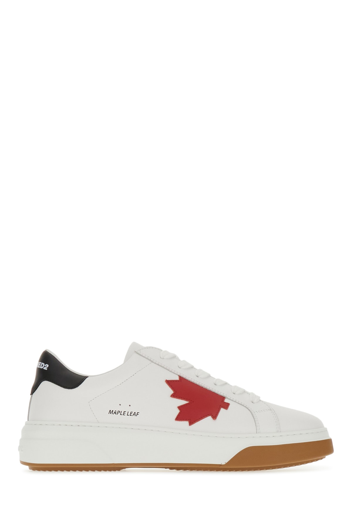 Dsquared2 White Leather Bumper Sneakers In Bianco Rosso Nero