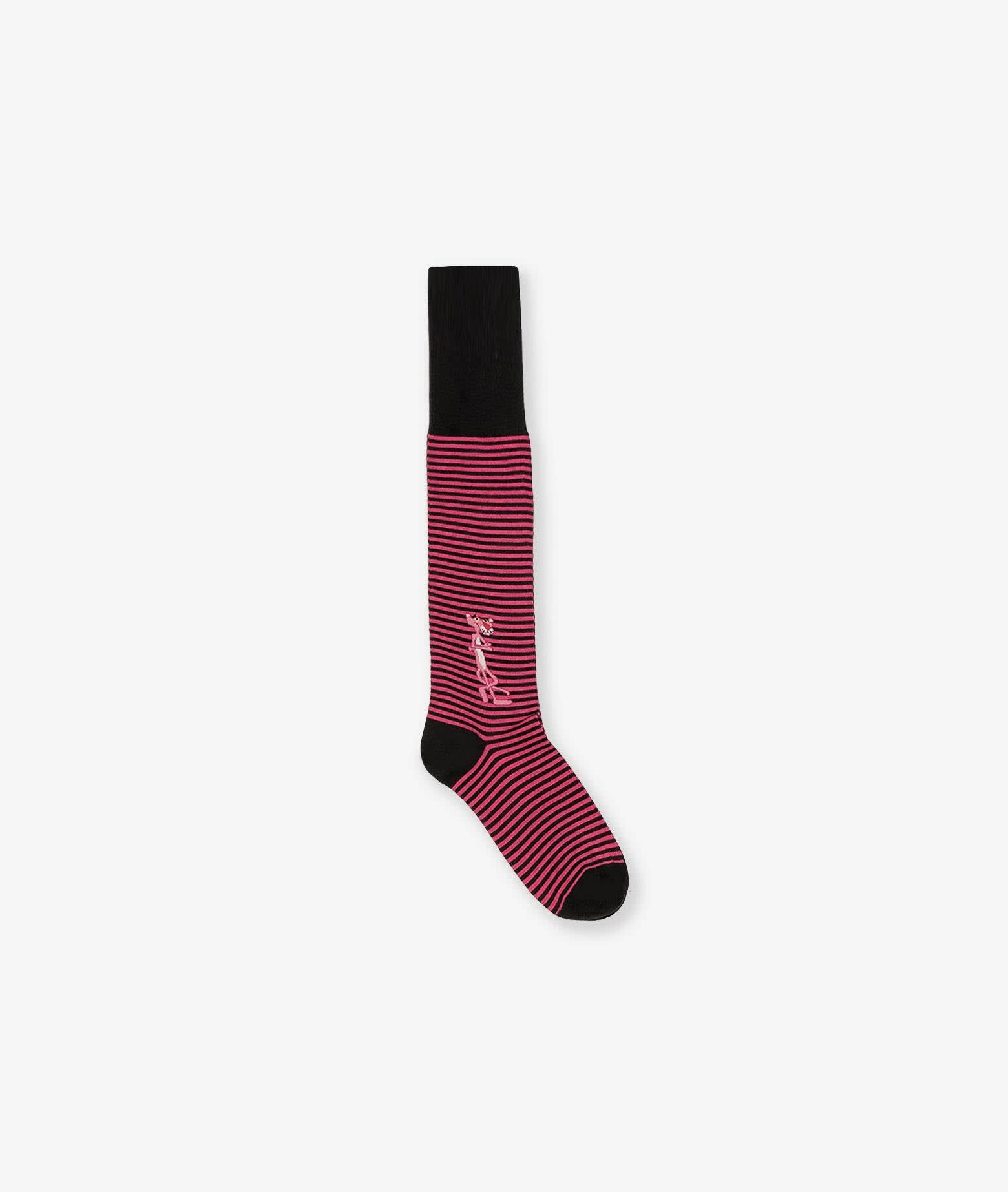 Larusmiani Striped Socks Pink Panther Socks In Pink-black