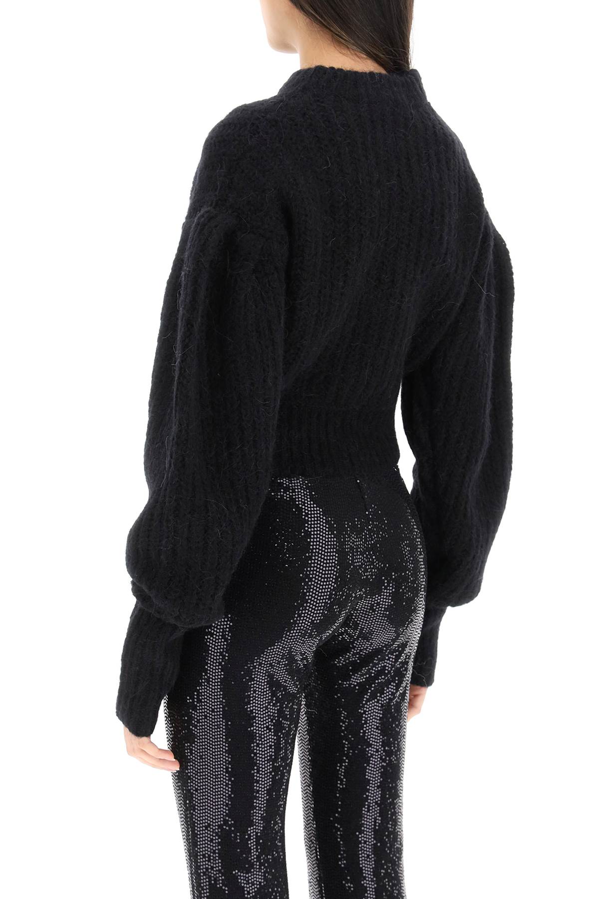 Shop Rotate Birger Christensen Wool And Alpaca Sweater With Logo In Black Comb (black)