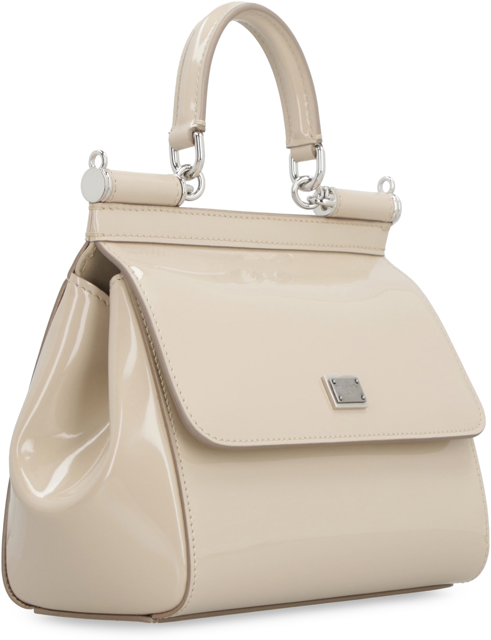 Shop Dolce & Gabbana Sicily Leather Mini Handbag In Beige