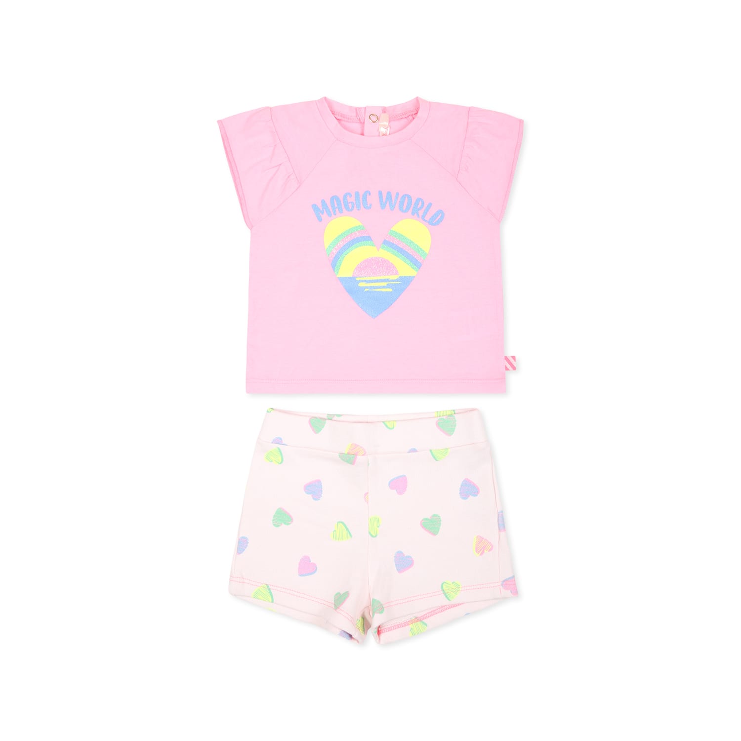 Billieblush Pink Suit For Baby Girl With Hearts In Pink