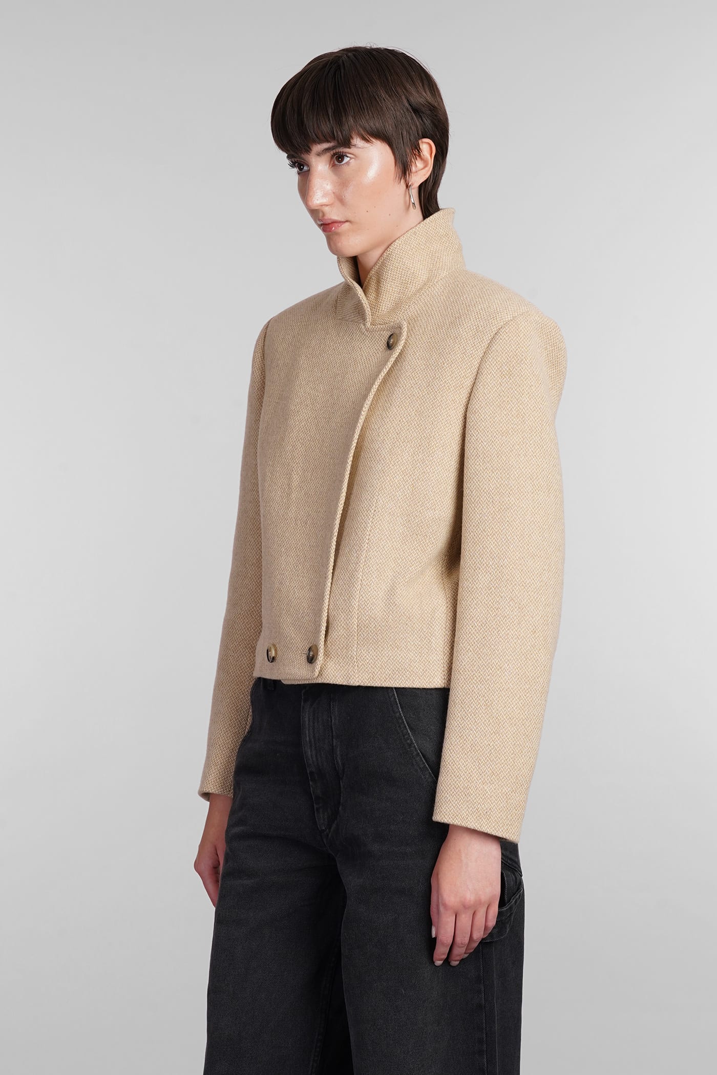 Shop Marant Etoile Cassidy Coat In Beige Wool