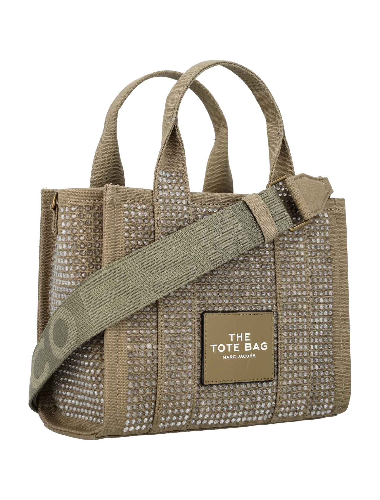 Shop Marc Jacobs The Small Crystal Tote Bag In Slate Green Crystal