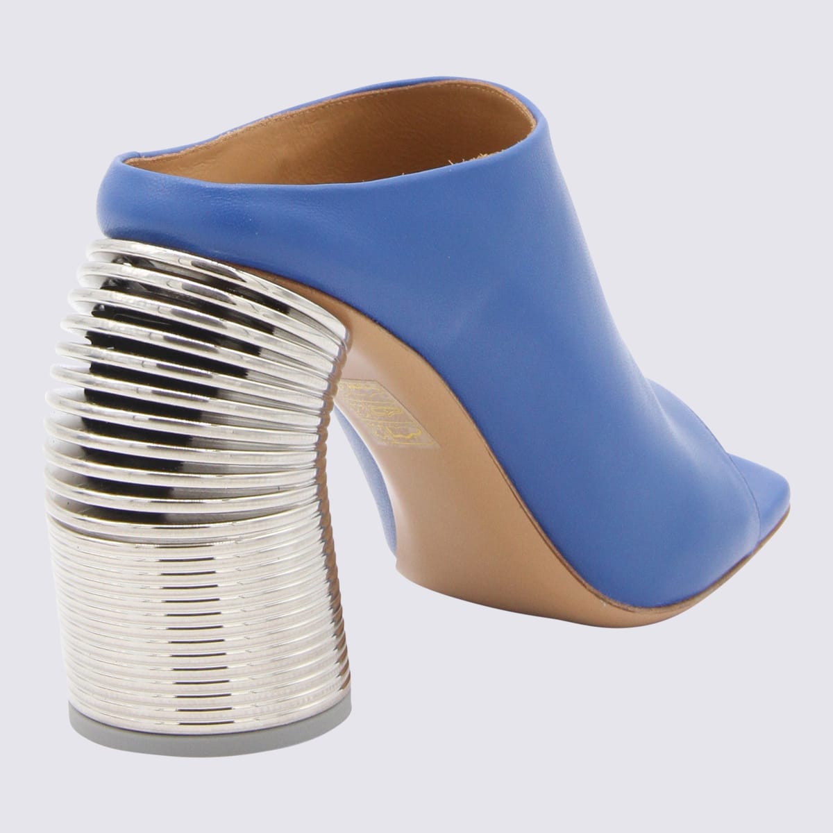 Shop Off-white Blue And Silver-tone Leather Sandals