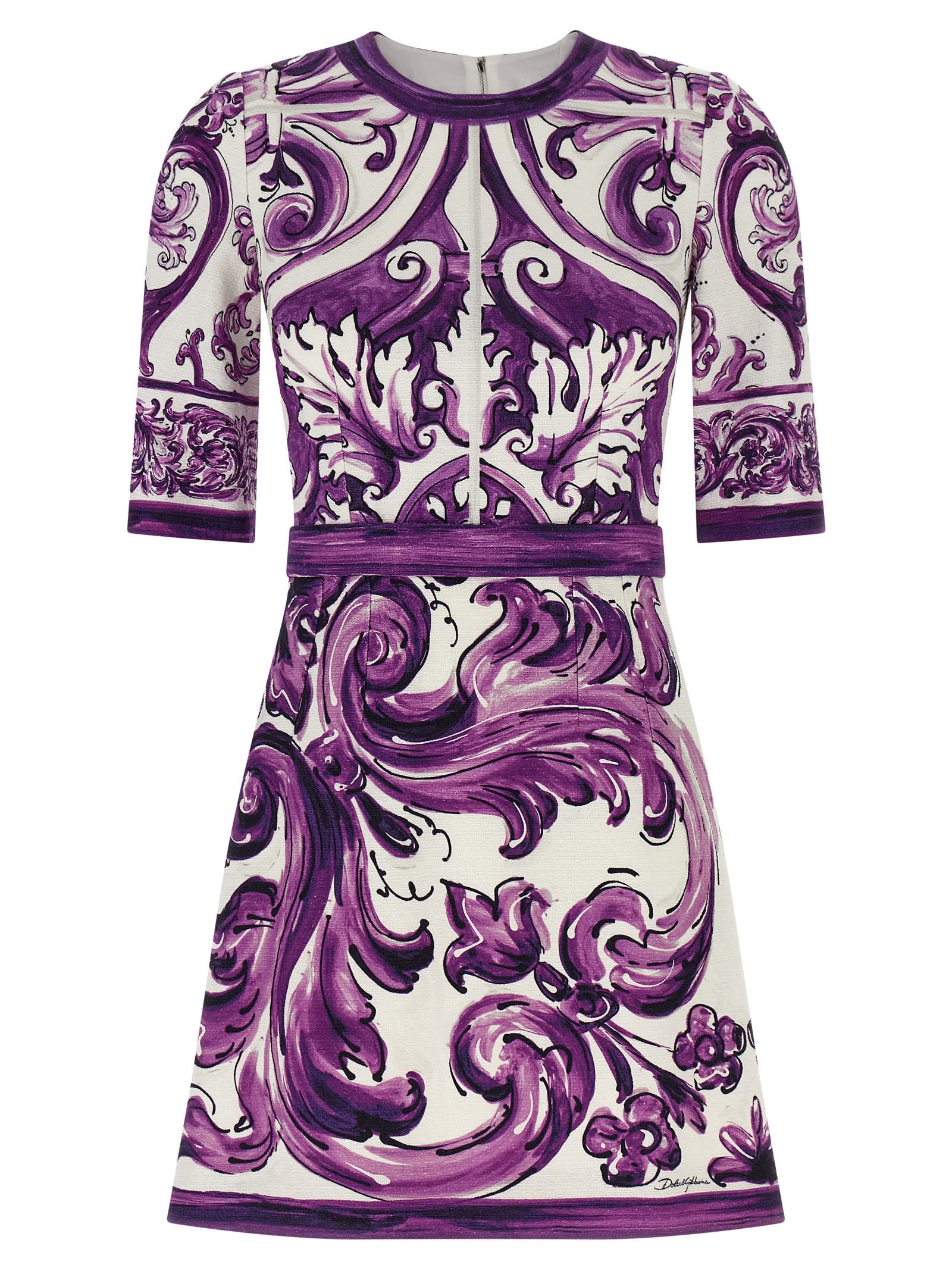 Dolce & Gabbana Majolica Print Mini Dress In Multi
