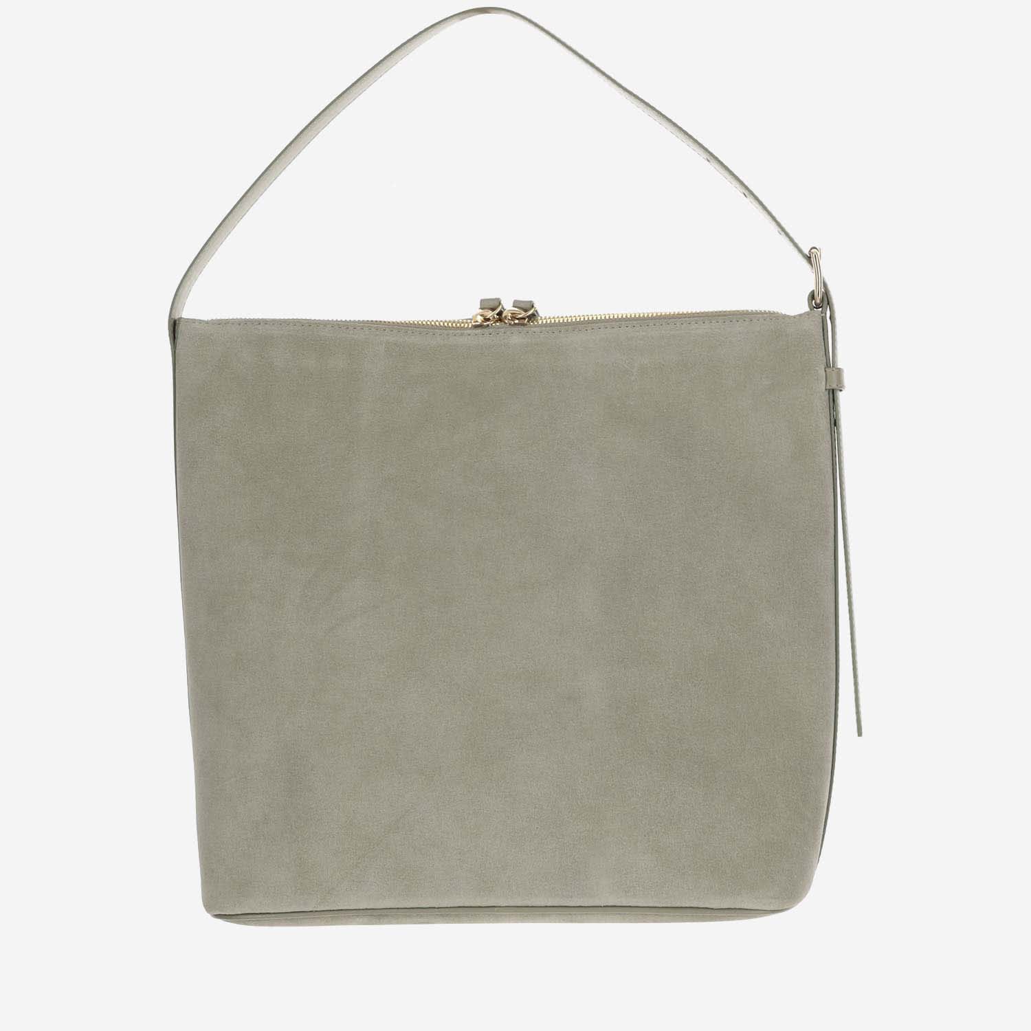 Shop Apc Suede Shoulder Bag In Vert Taupe