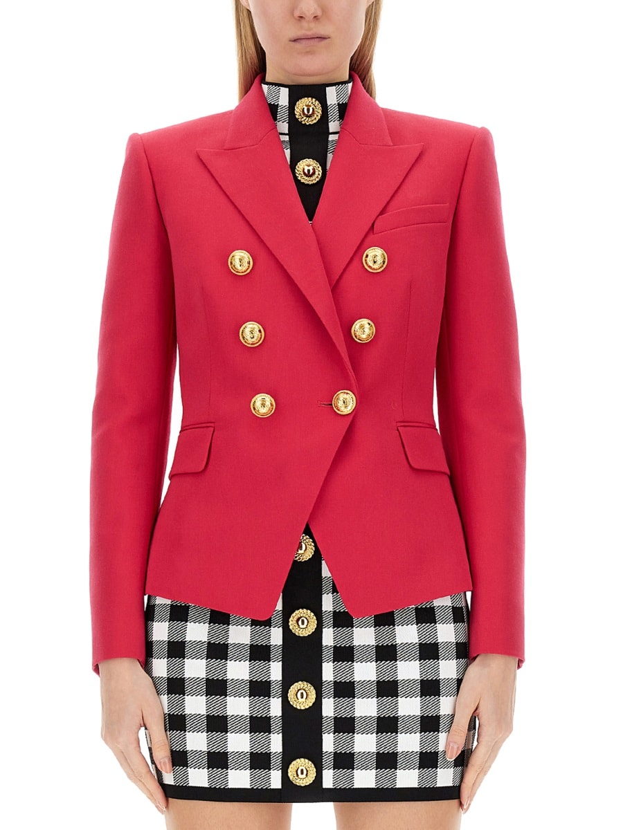 Shop Balmain Six-button Jacket In Fuchsia