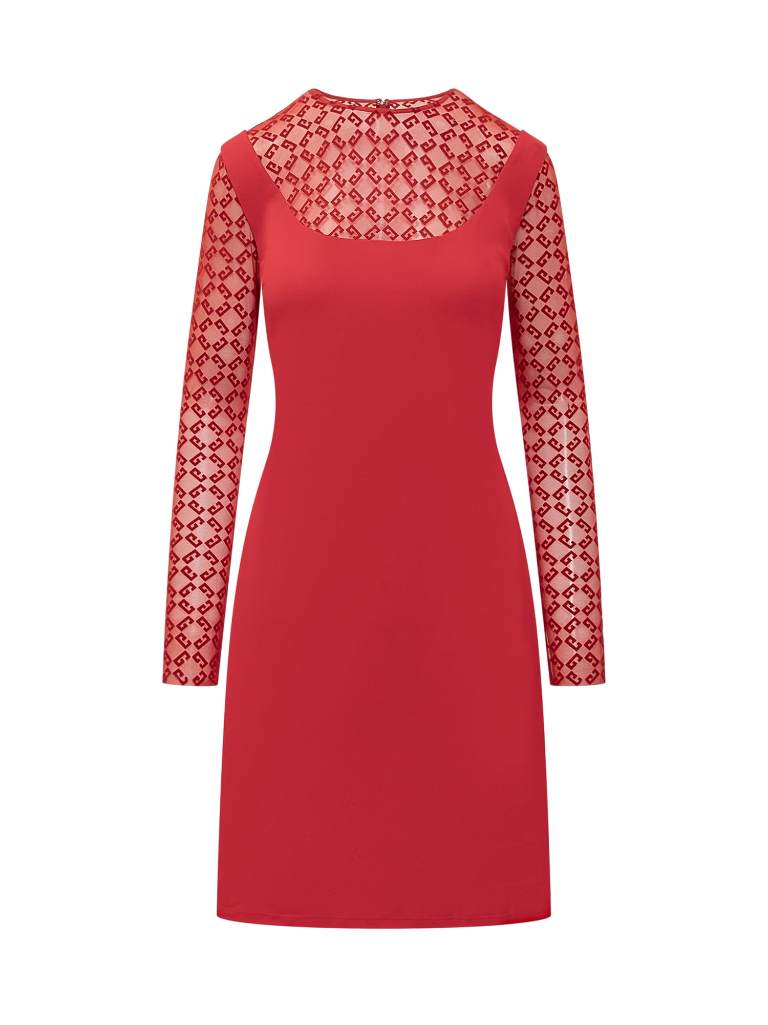 Shop Givenchy Monogrammed Sheer Panelled Dress In Red