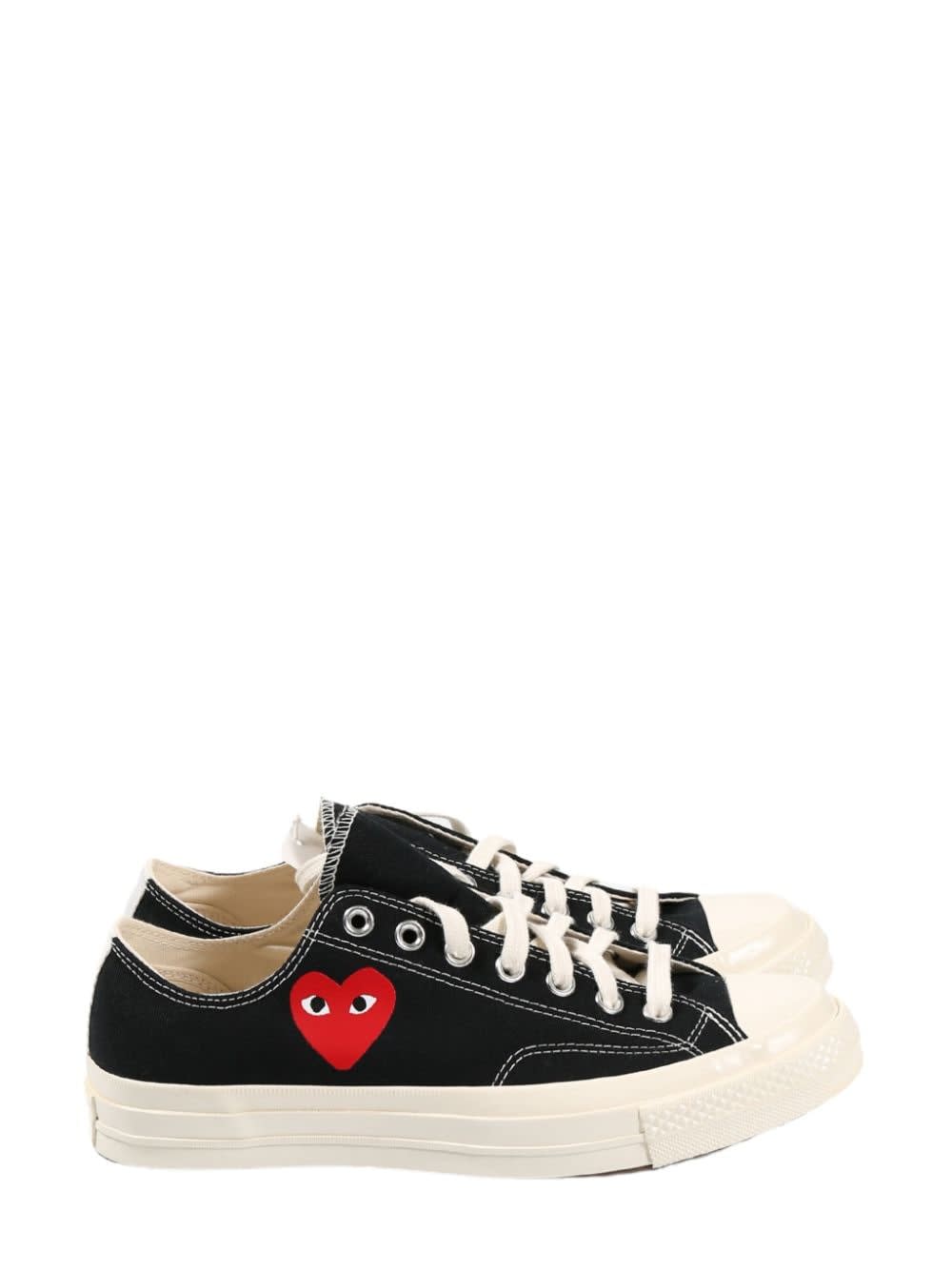 Comme Des Garçons Chuck Taylor Red Heart Sneakers In Black