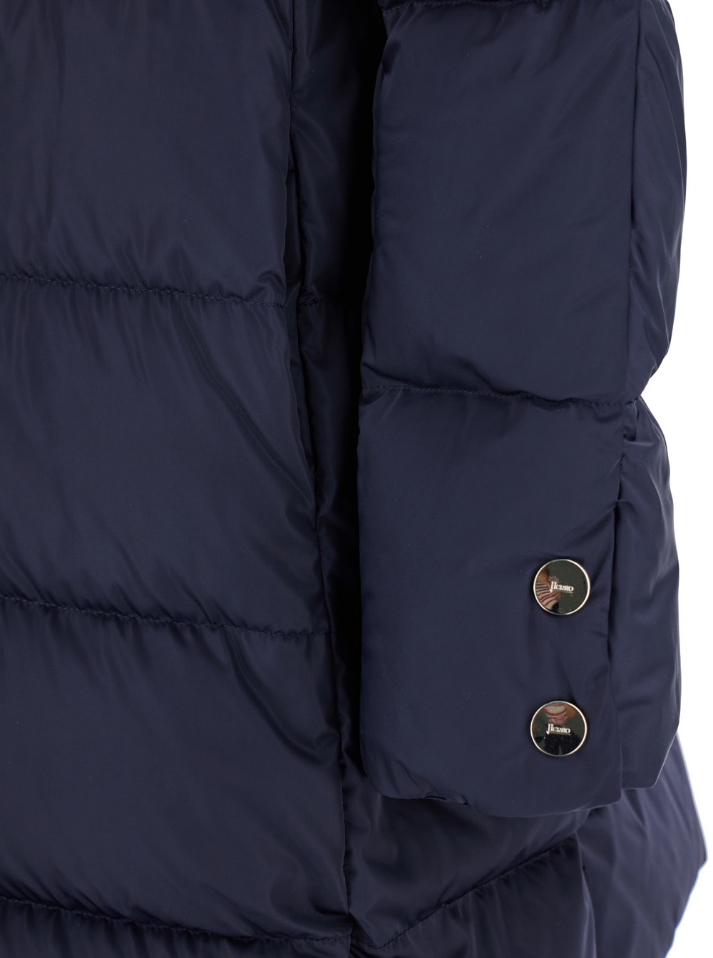 Herno A-shaped Puffer Coat With Hood And Drawstrings In Blu