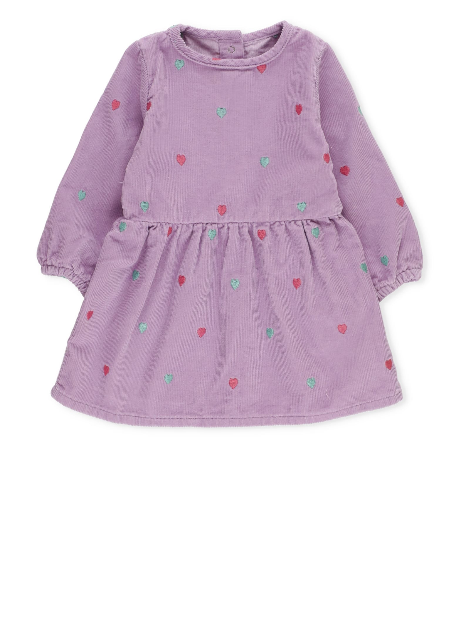 Stella McCartney Kids Heart-Embroidered Corduroy Dress - Purple