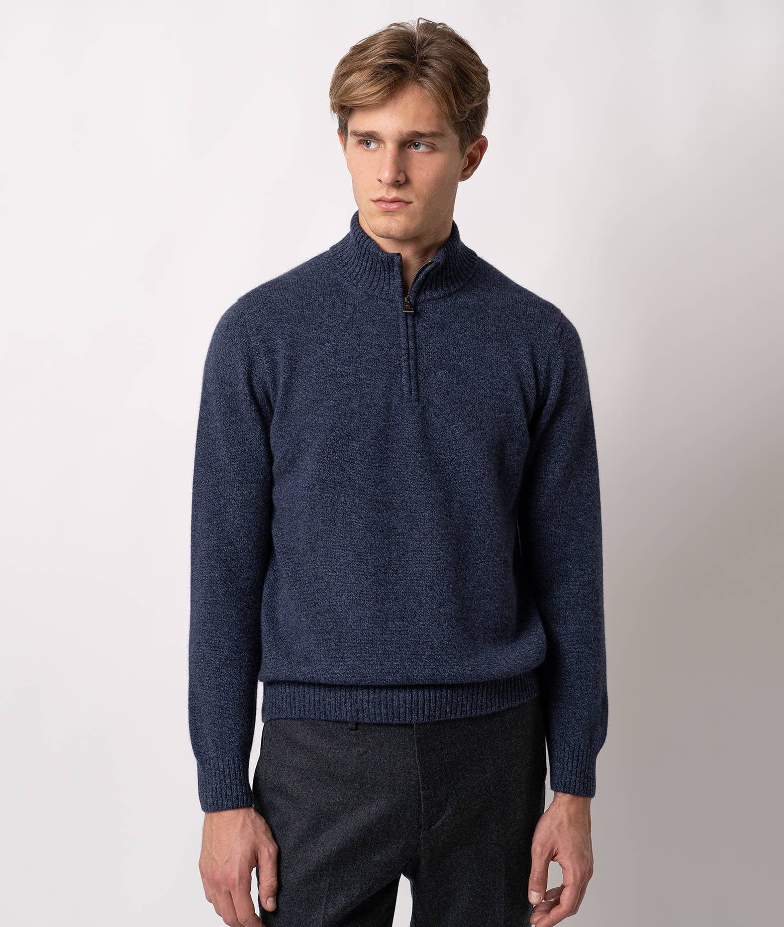 Larusmiani Half-zip Cashmere Sweater Anversa Sweater In Blue