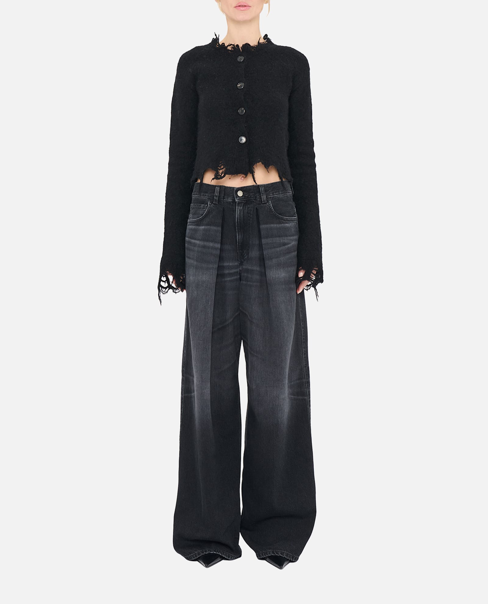 Haikure Black Jeans With Belt Loops And Logo Patch On The Rear In Black