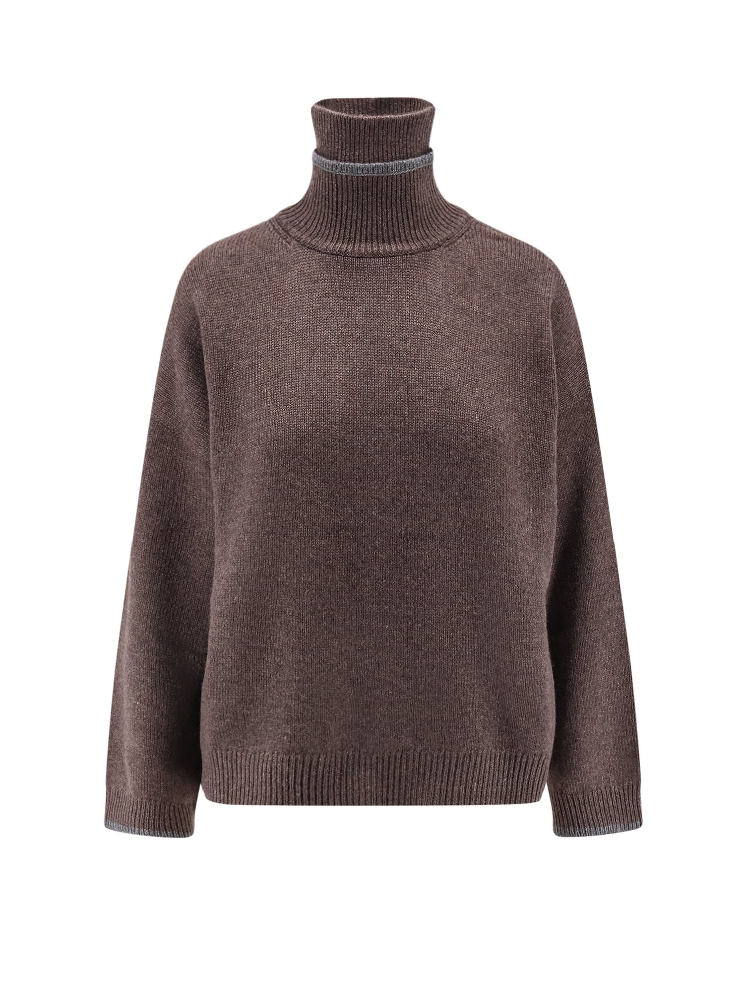 Brunello Cucinelli Women Cashmere Turtle-neck Sweater In Brown