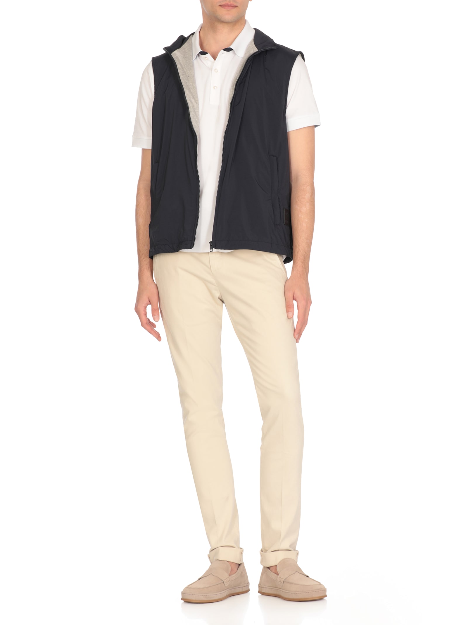 Fay Bicolor Db Collar Polo In White