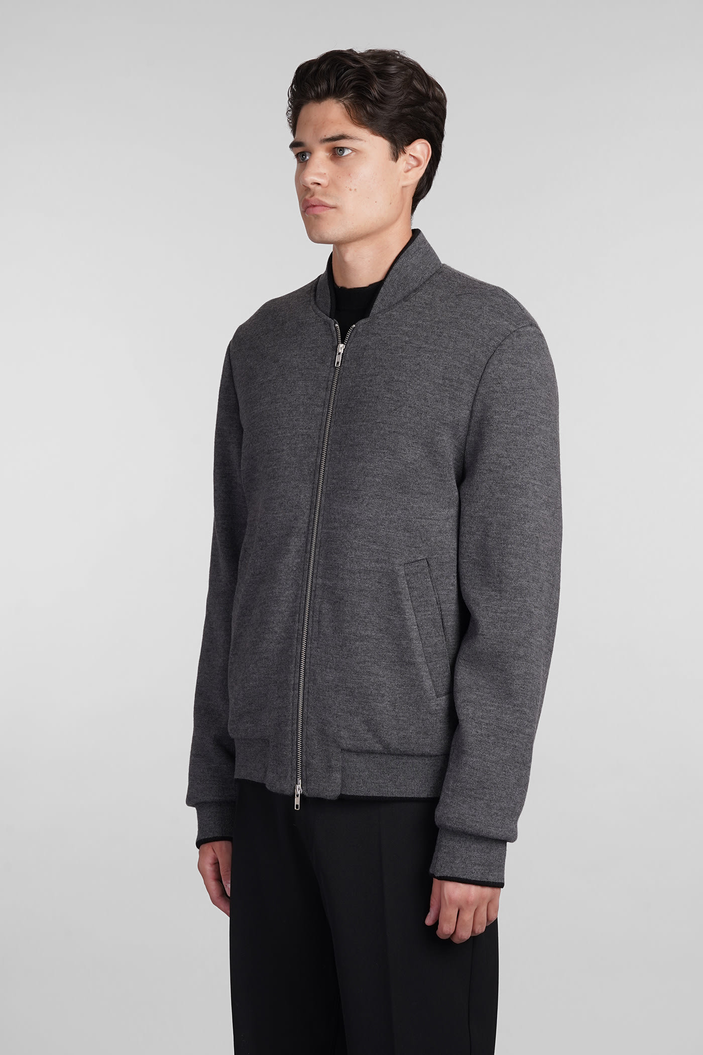 Shop Mauro Grifoni Bomber In Grey Wool