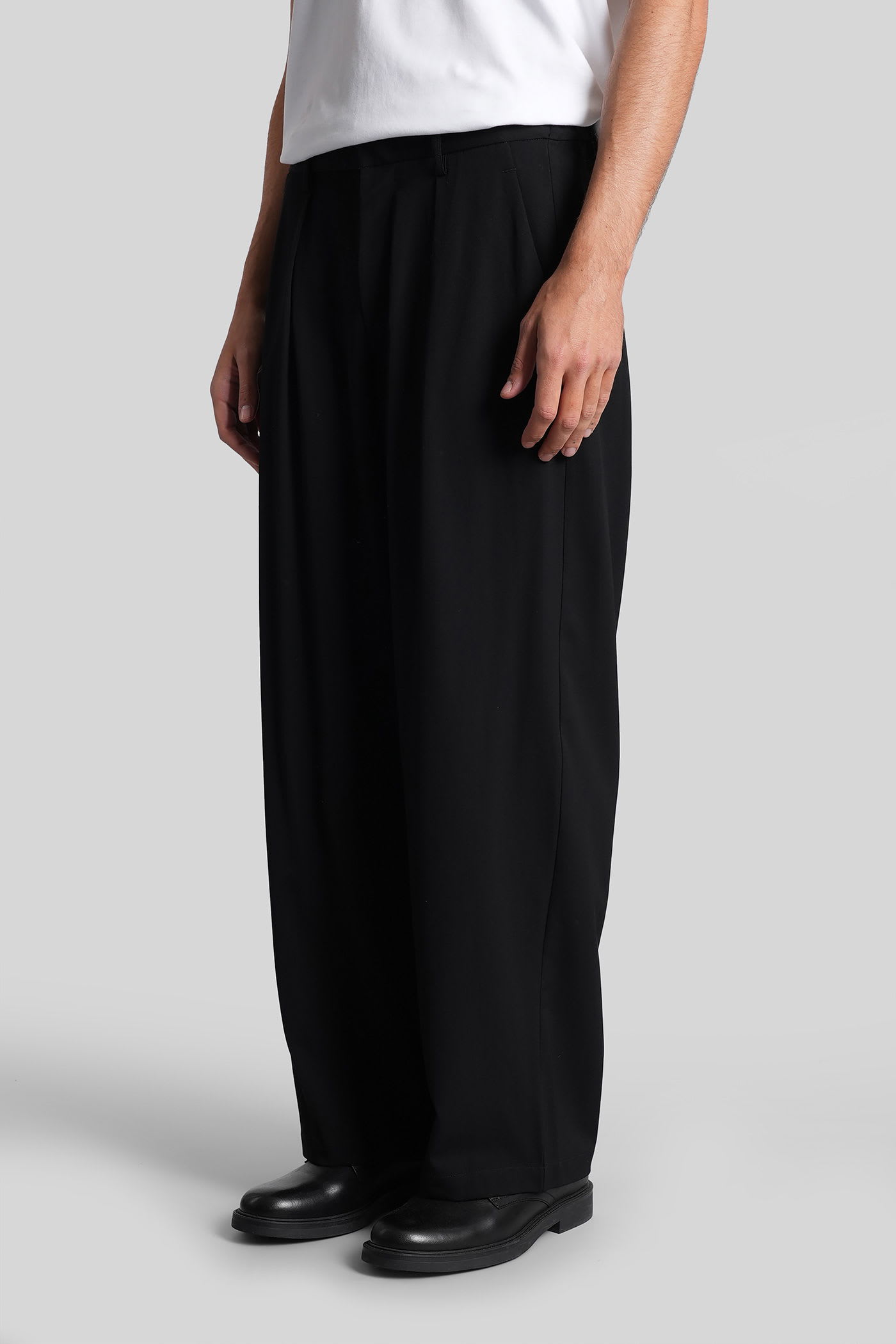 Attachment Pants In Black Wool In Black