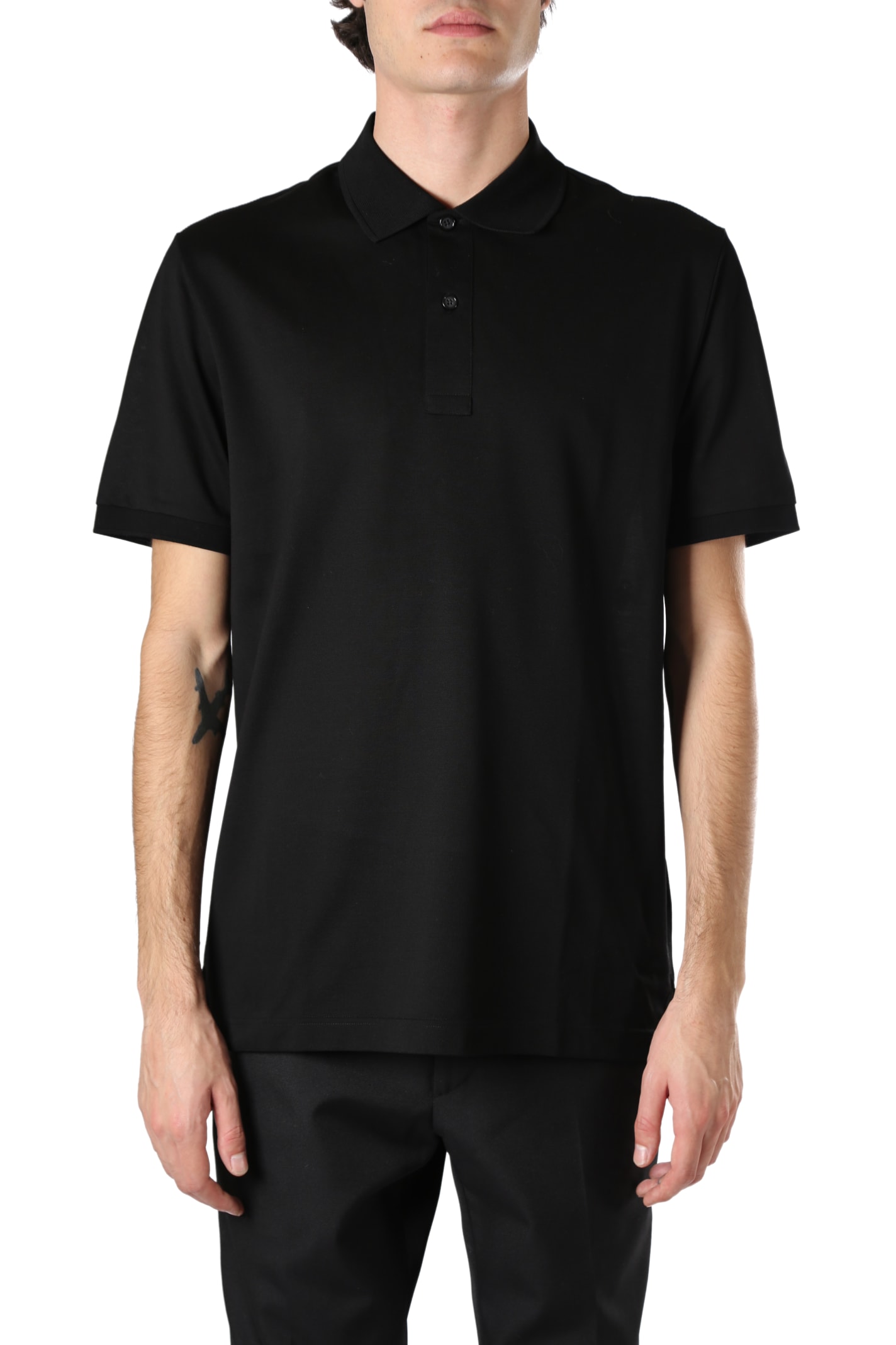 Bottega Veneta Black Cotton Polo Shirt