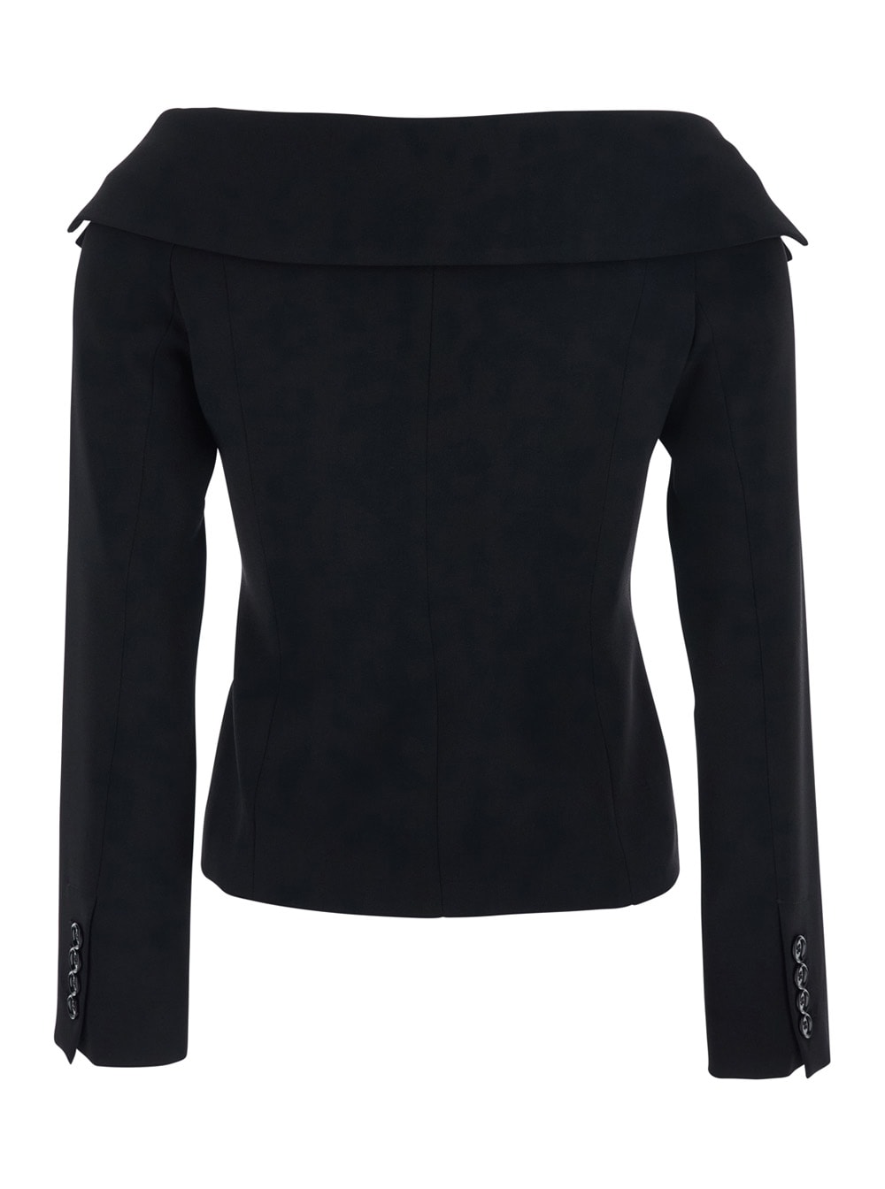 Pinko Antonina Black Jacket With Off-shoulder Neckline In Tech Fabric Woman In Black