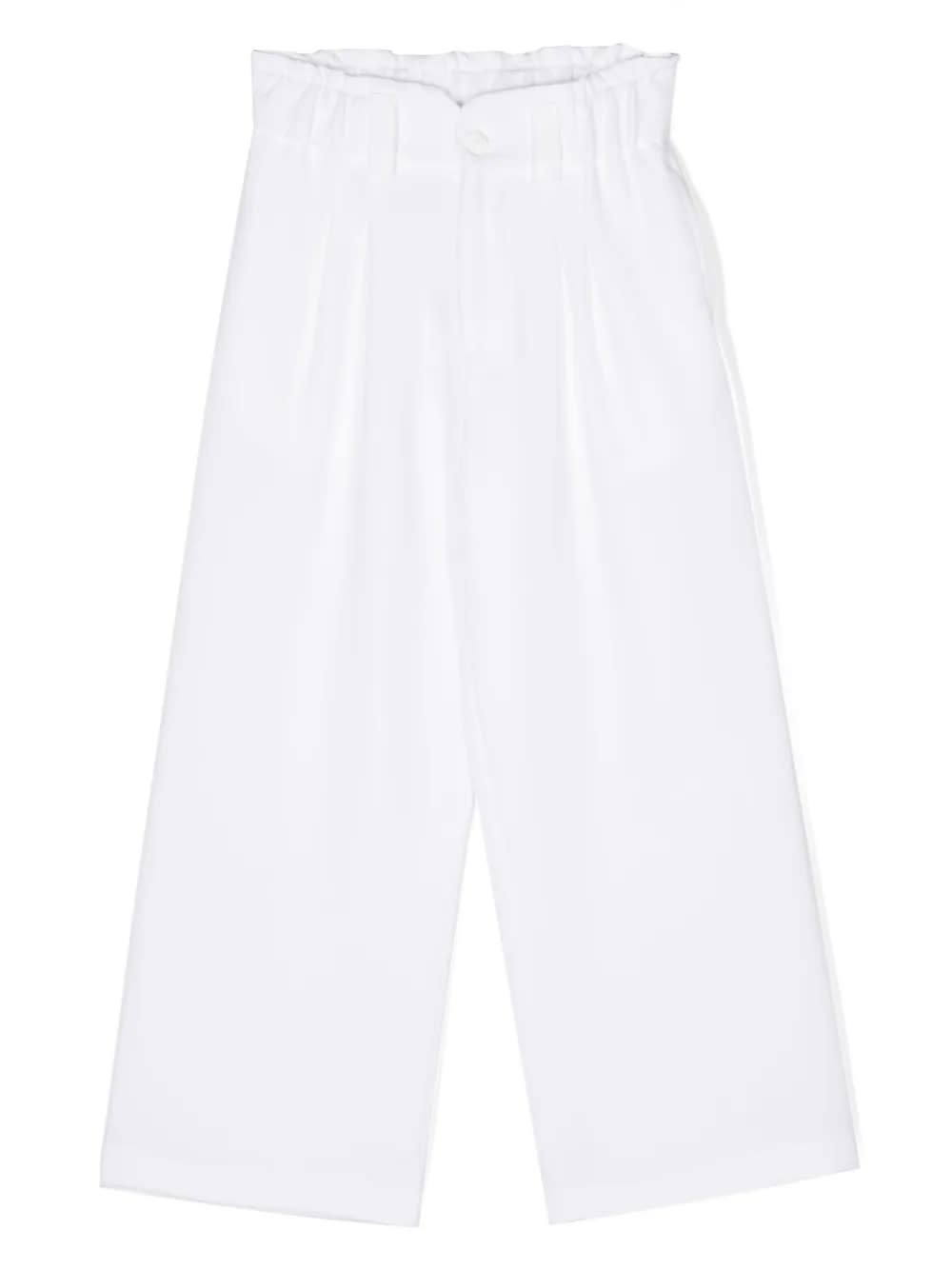 Miss Grant Kids' Pantaloni A Gamba Ampia In White