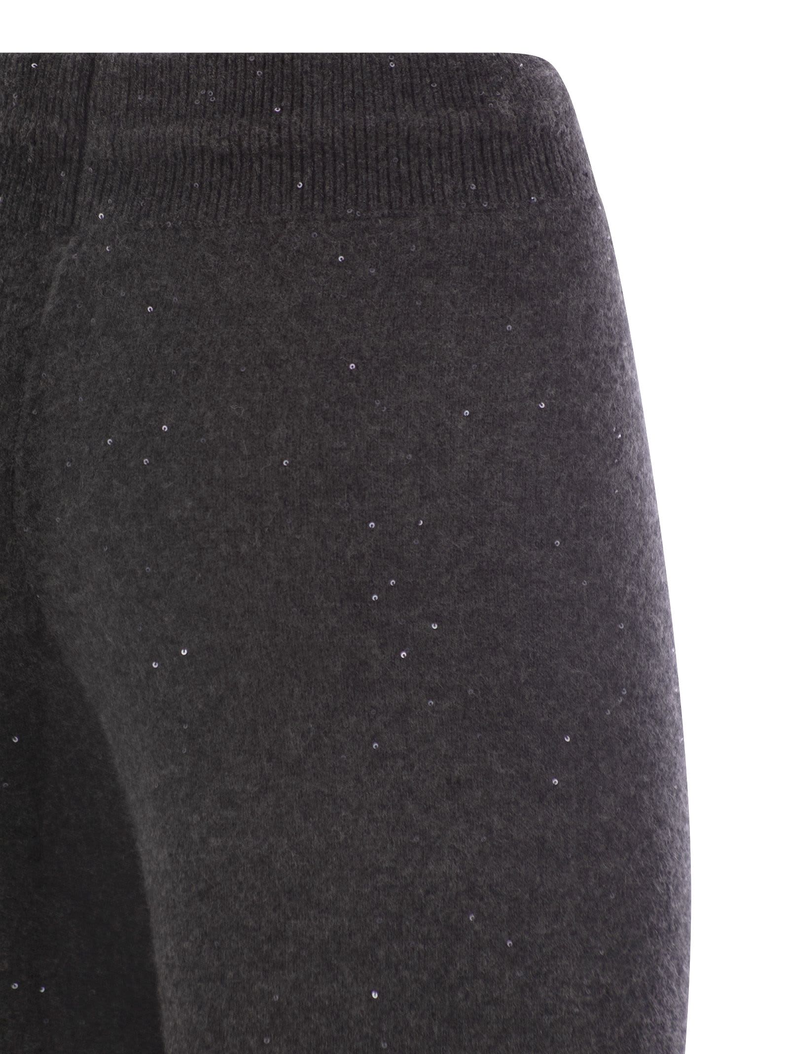 Shop Fabiana Filippi Jogging Trousers With Sequins In Anthracite