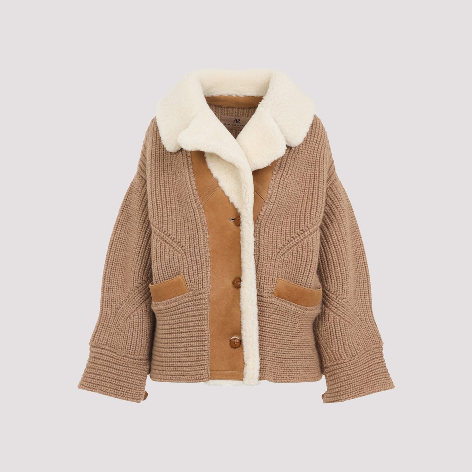 Ermanno Scervino Knit Coat In Brown
