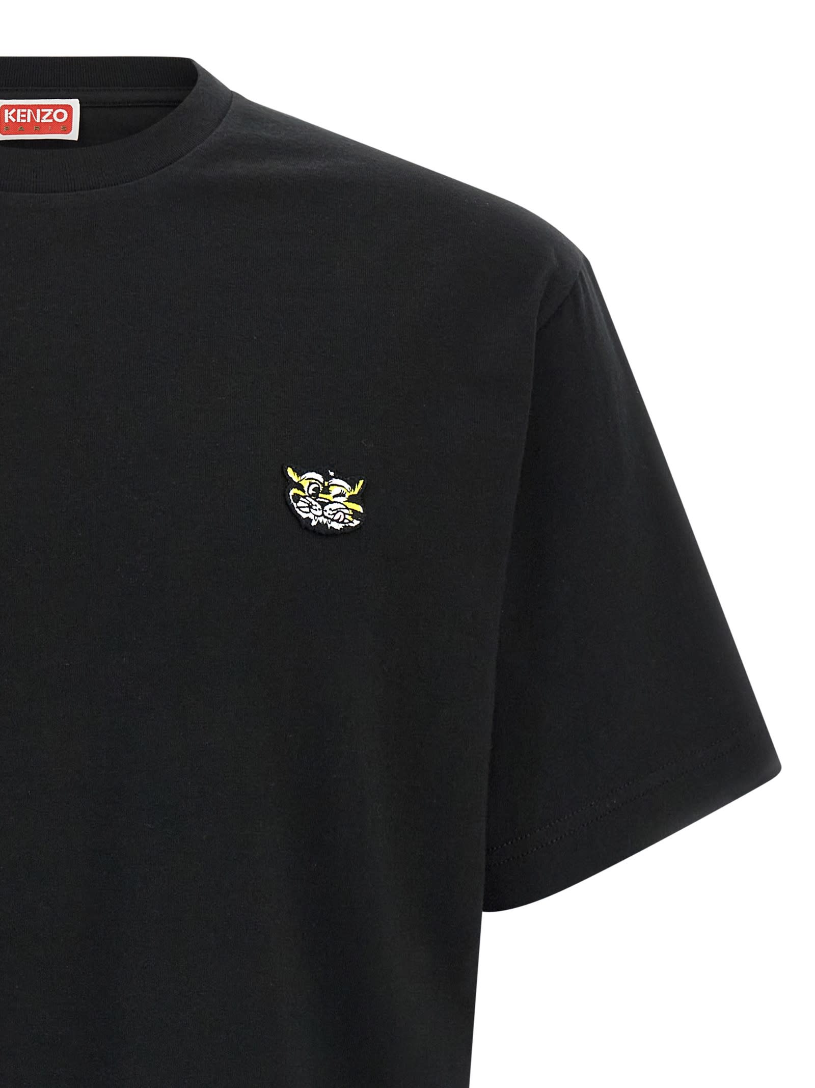 Kenzo Tiger Spirit Gots Crew Neck T Shirt In Black